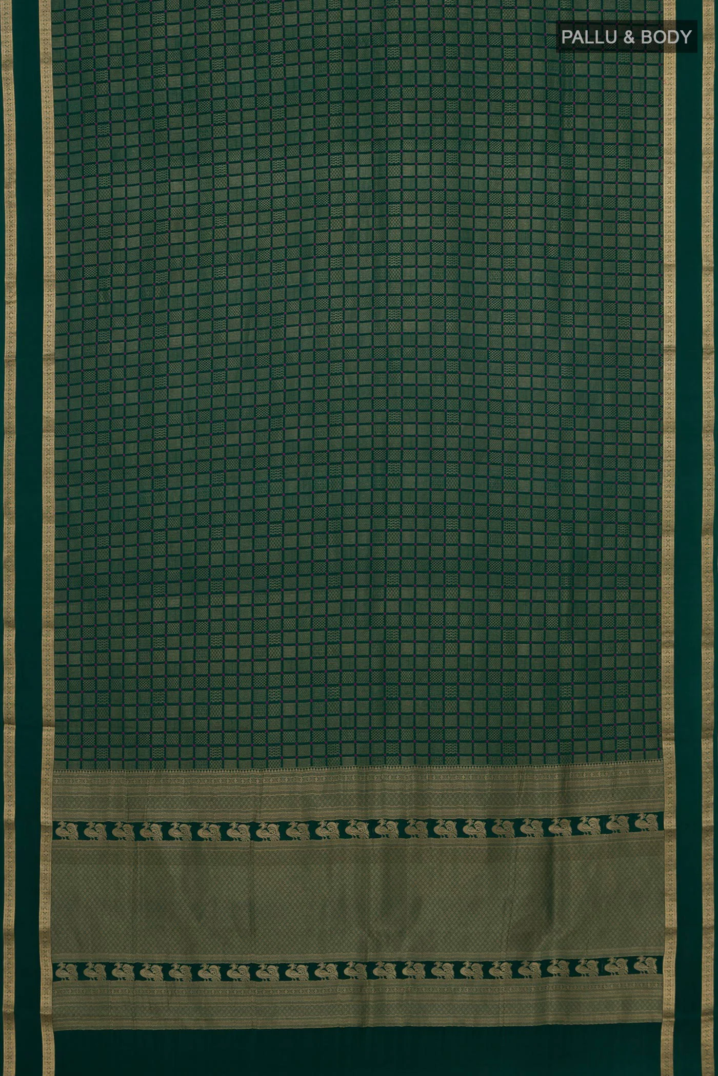 Bottle Green Mysore Crepe Saree - Image 5