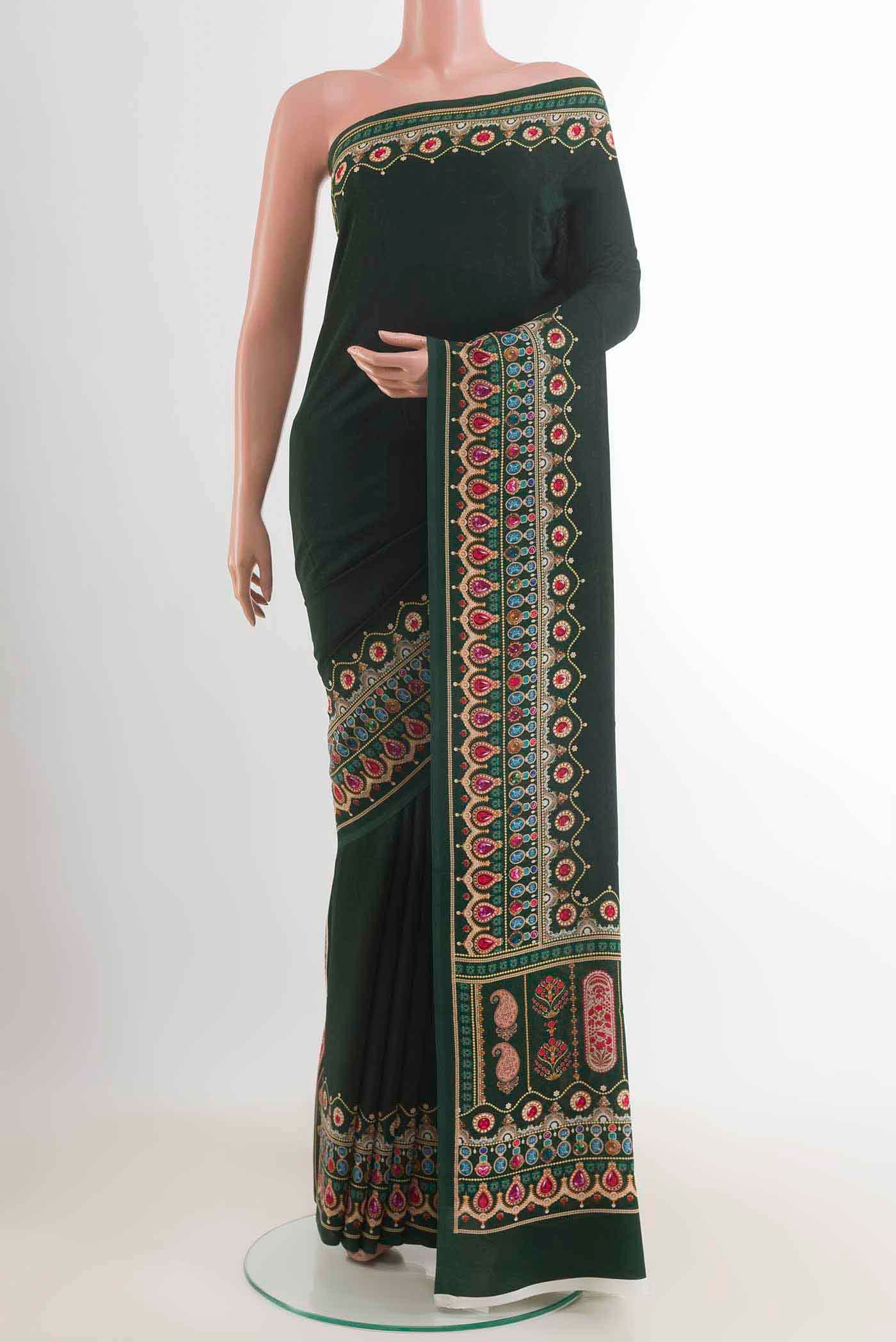 Bottle Green Mysore Crepe Saree