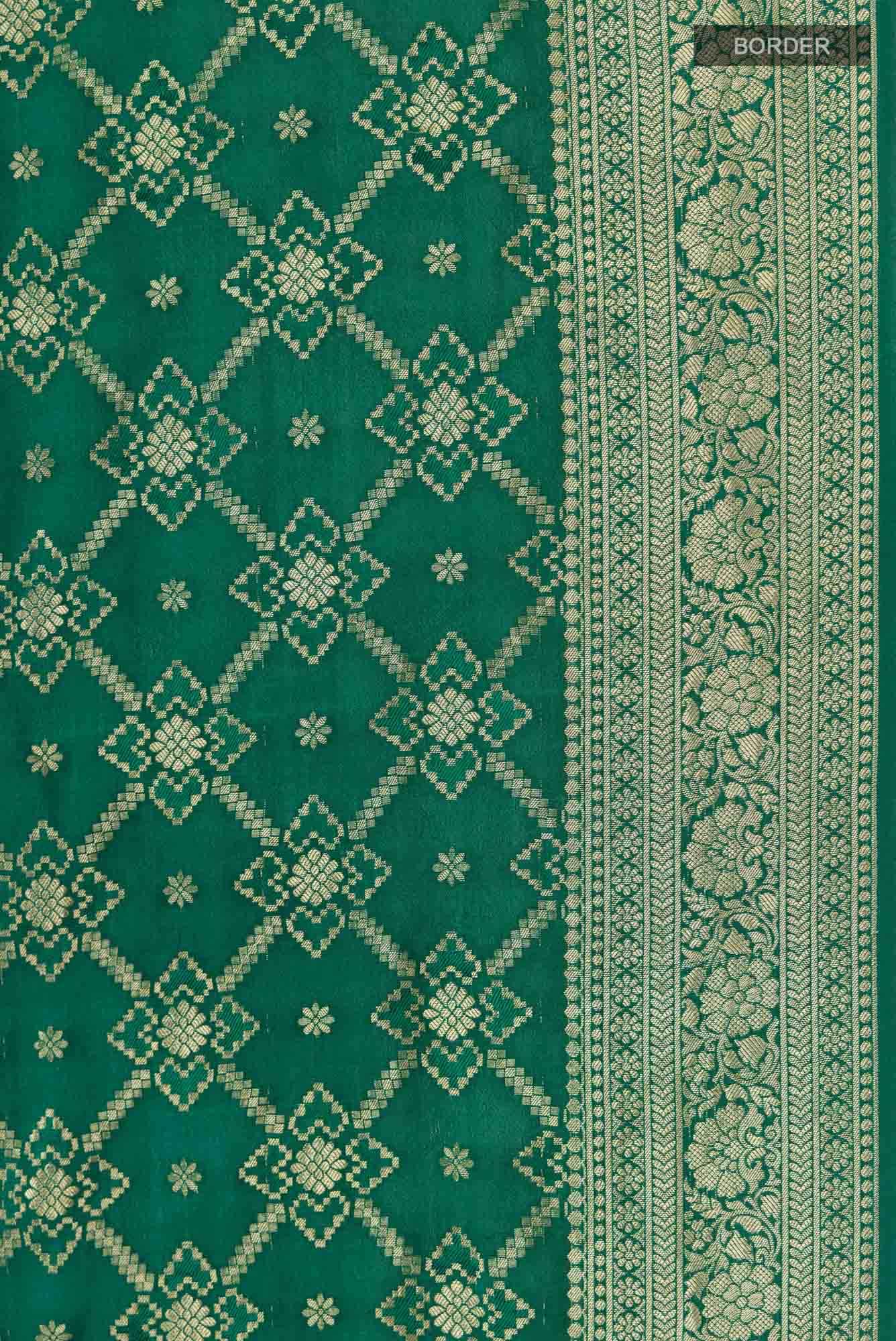 Green Crepe Saree - Image 4