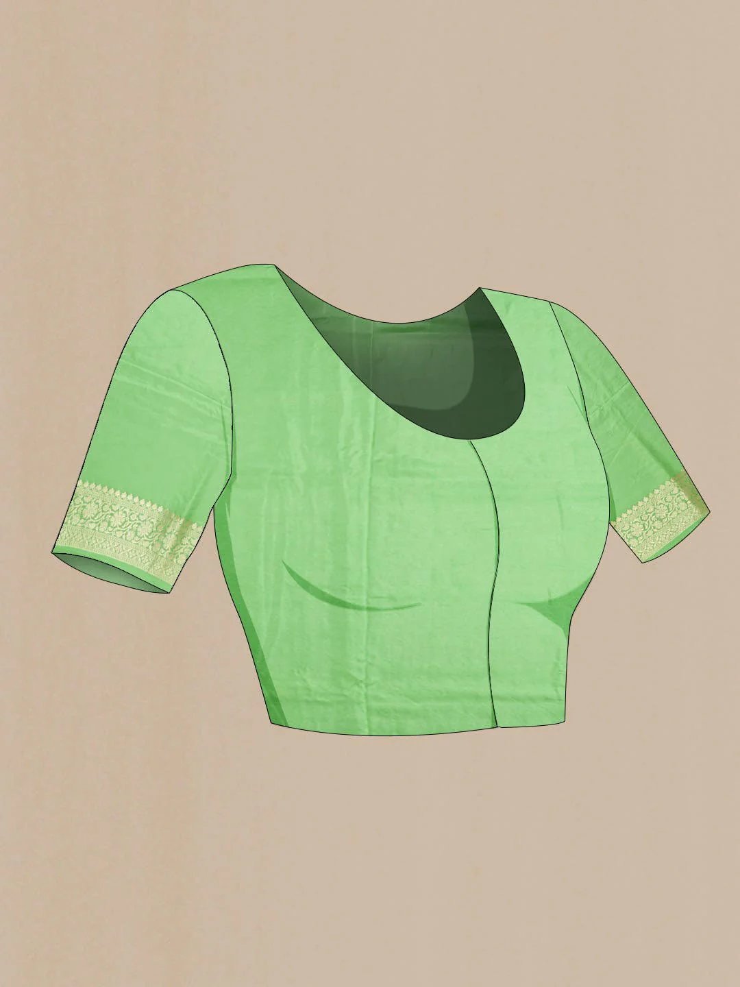 Green Crepe Saree - Image 3