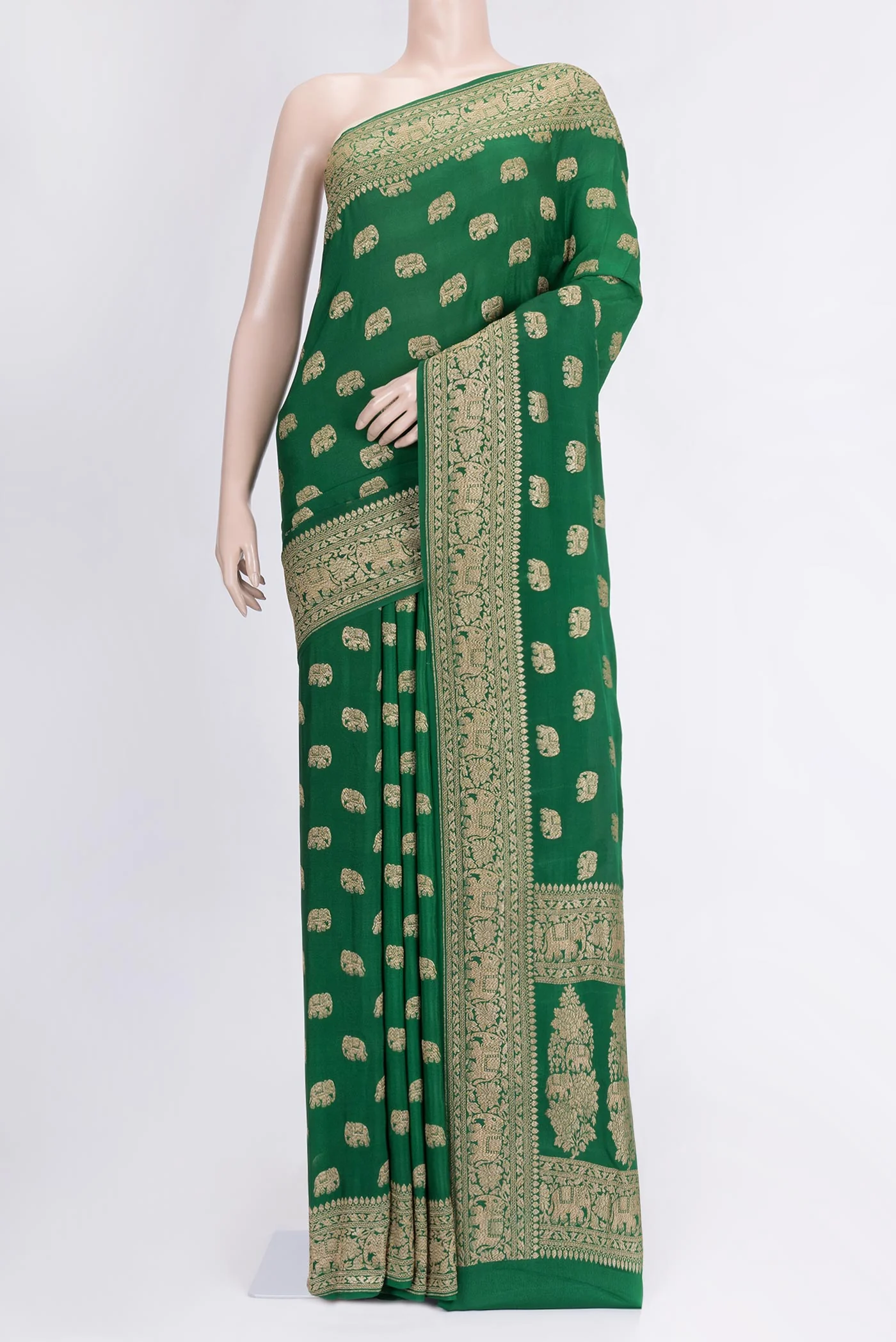 Green Banarasi Georgette Saree