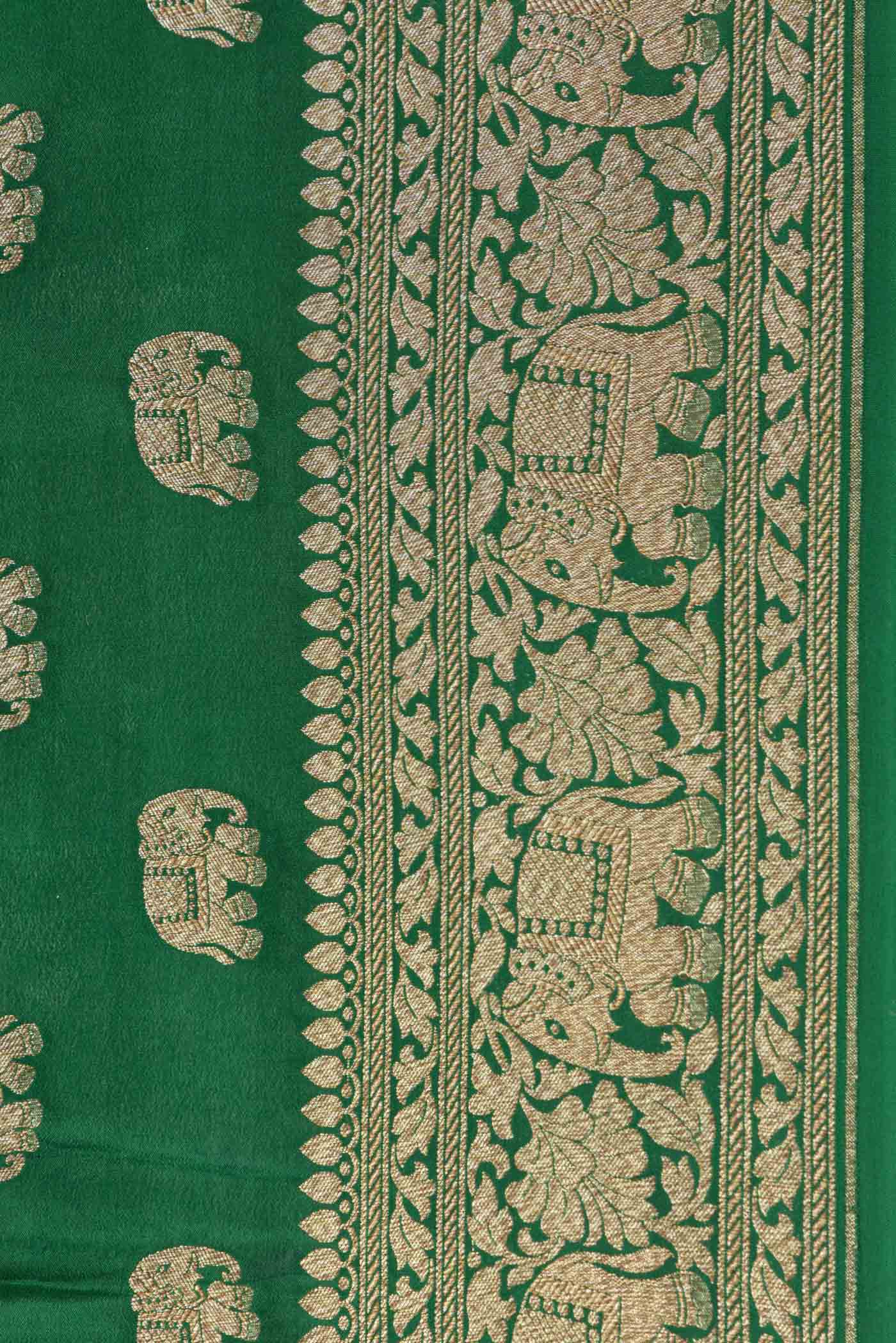 Green Banarasi Georgette Saree - Image 3