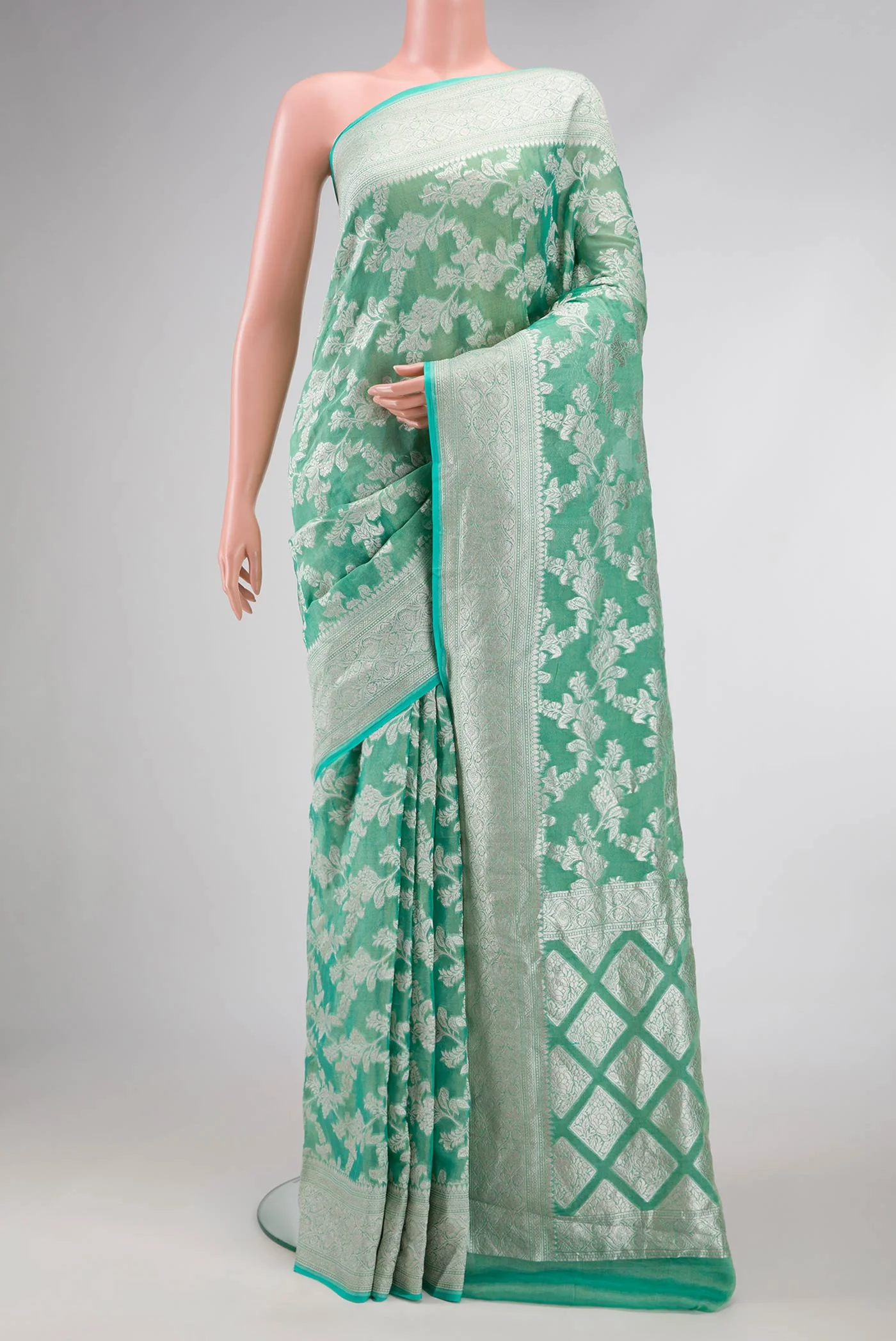 Turquoise Banarasi Georgette Saree