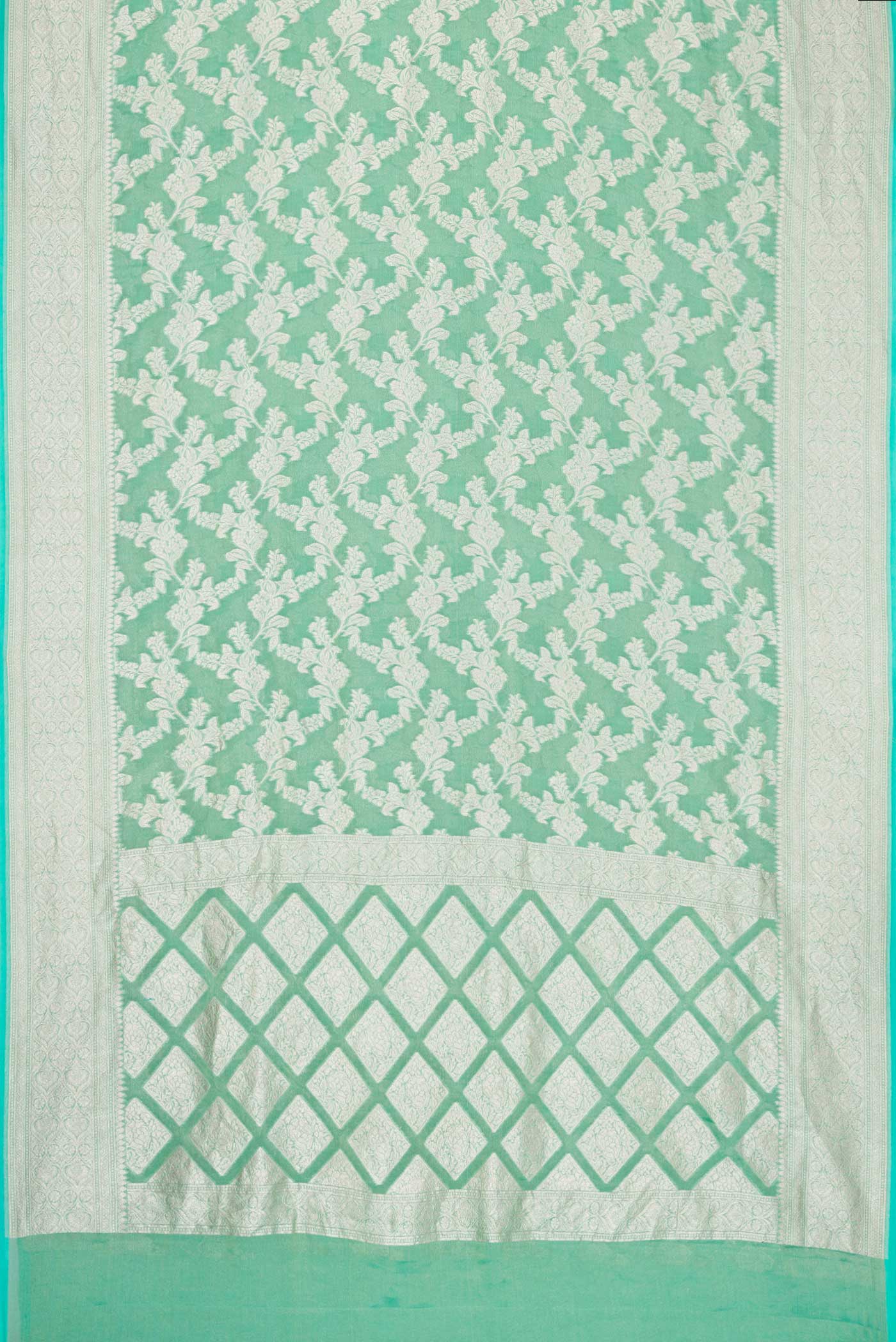 Turquoise Banarasi Georgette Saree - Image 6