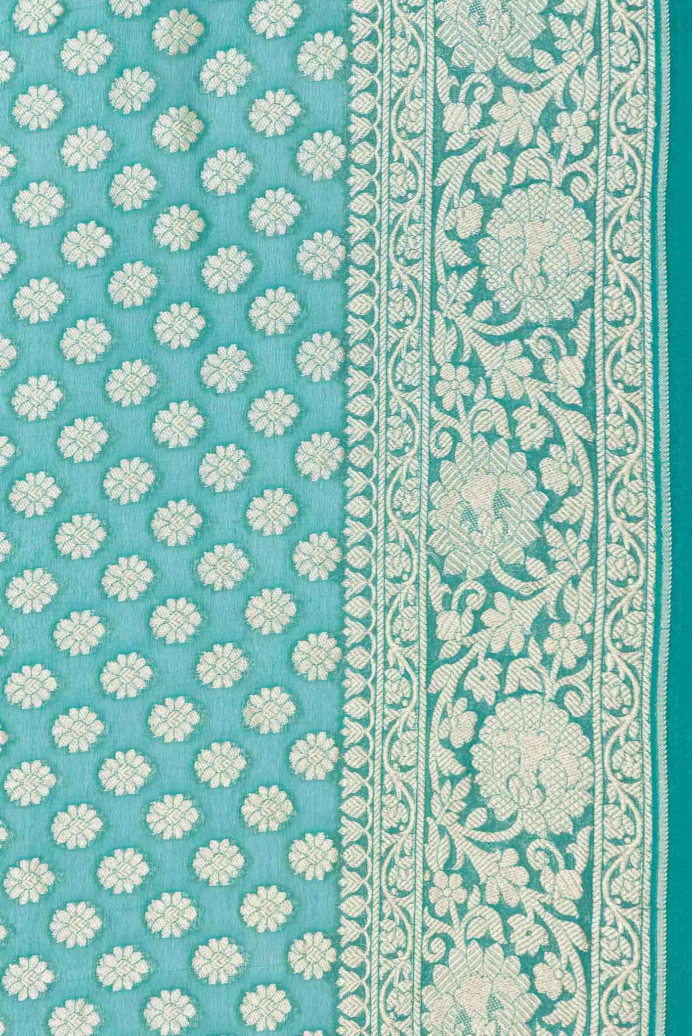 Blue Banarasi Georgette Saree - Image 3