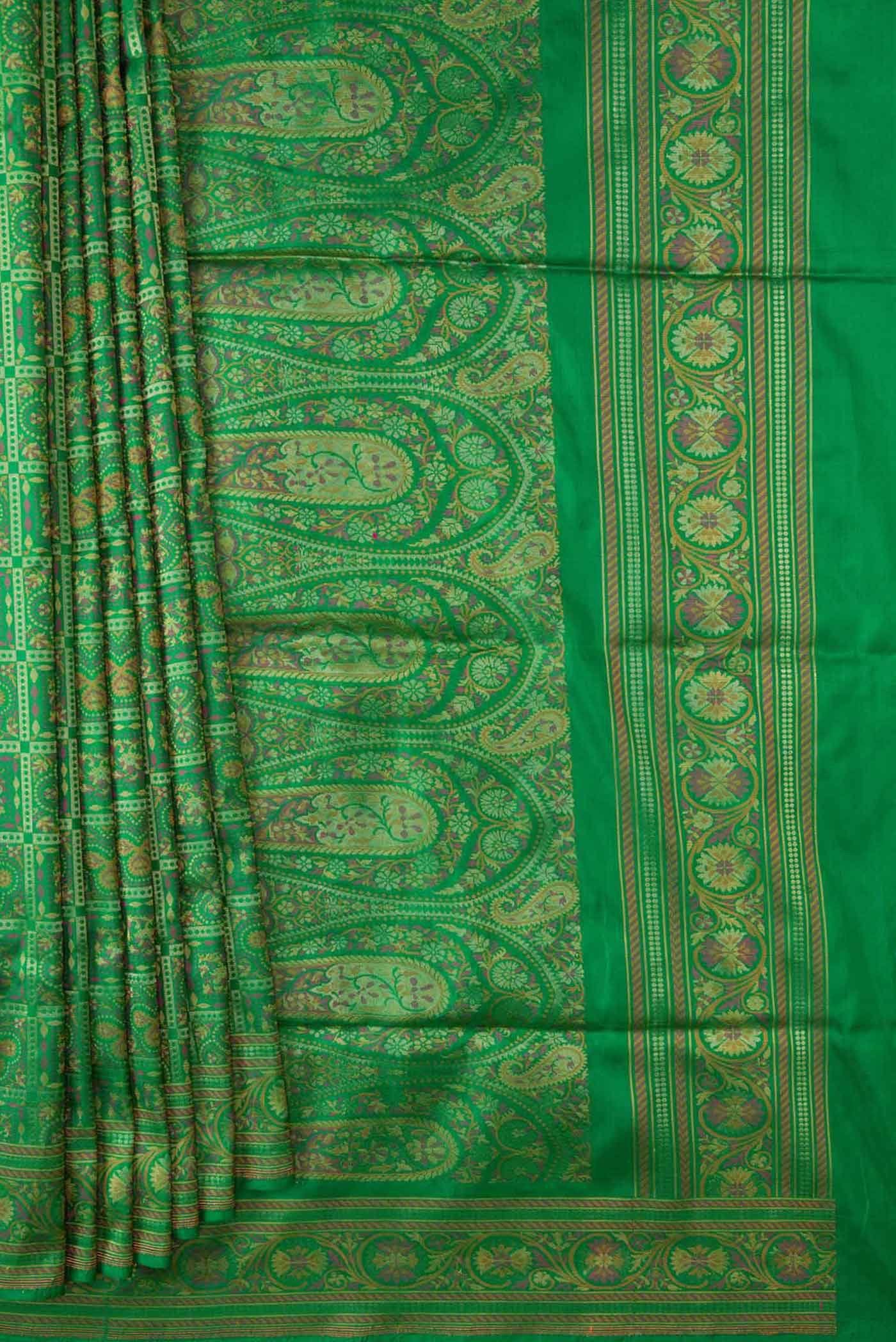 Green Dual Tone Banarasi Silk Saree - Image 4
