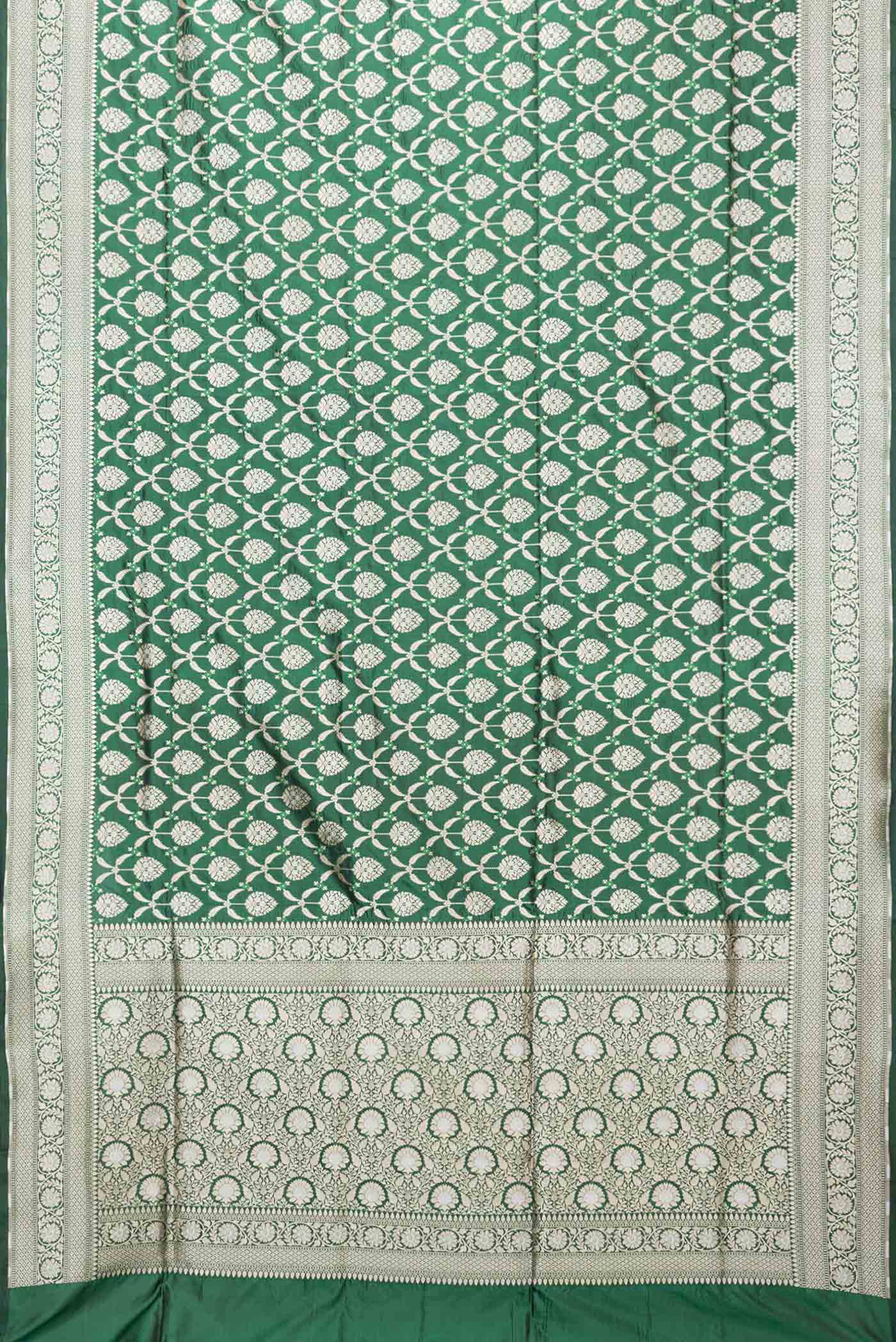 Green Dual Tone Banarasi Silk Saree - Image 6