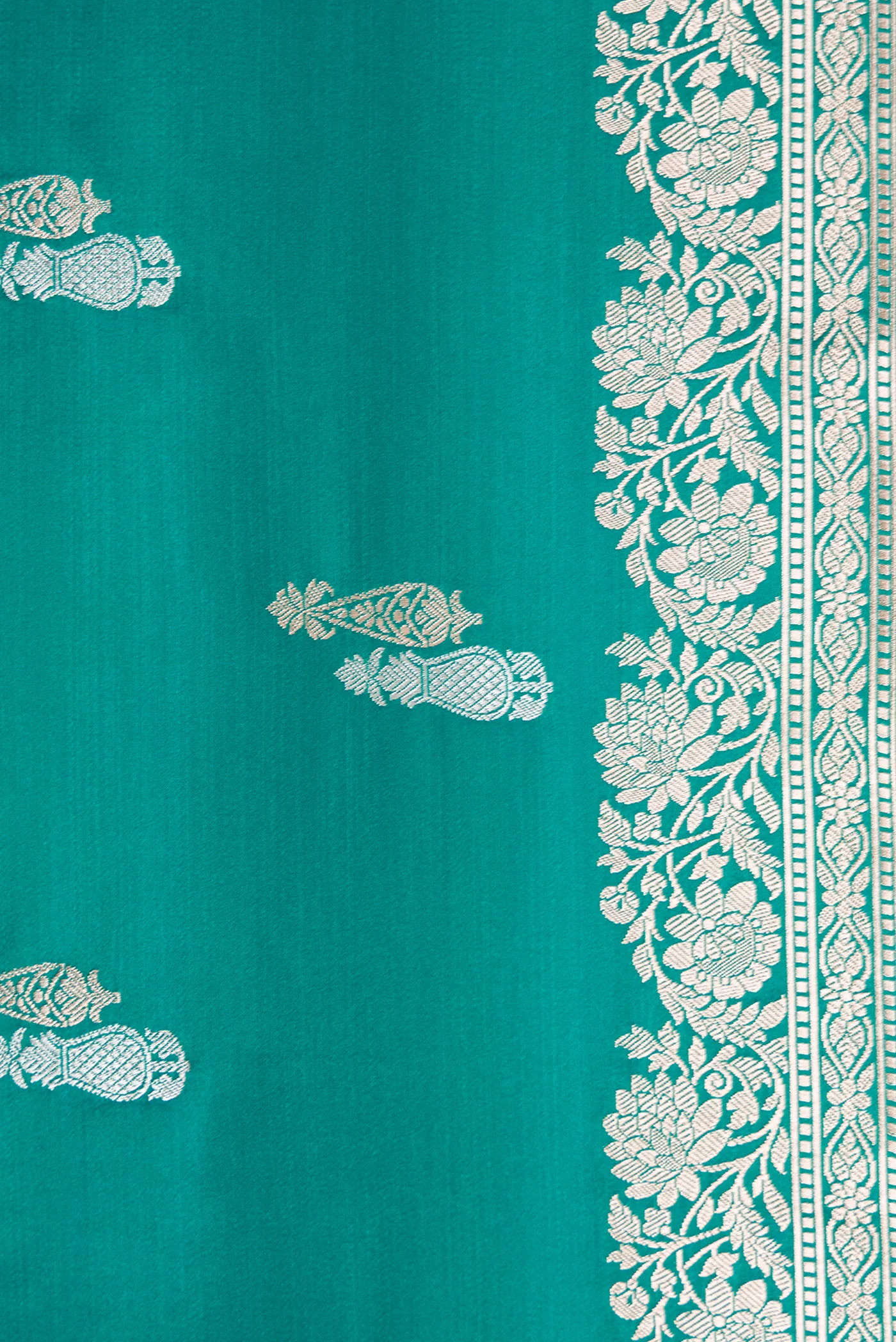 Teal Blended Banarasi Silk Saree - Image 3