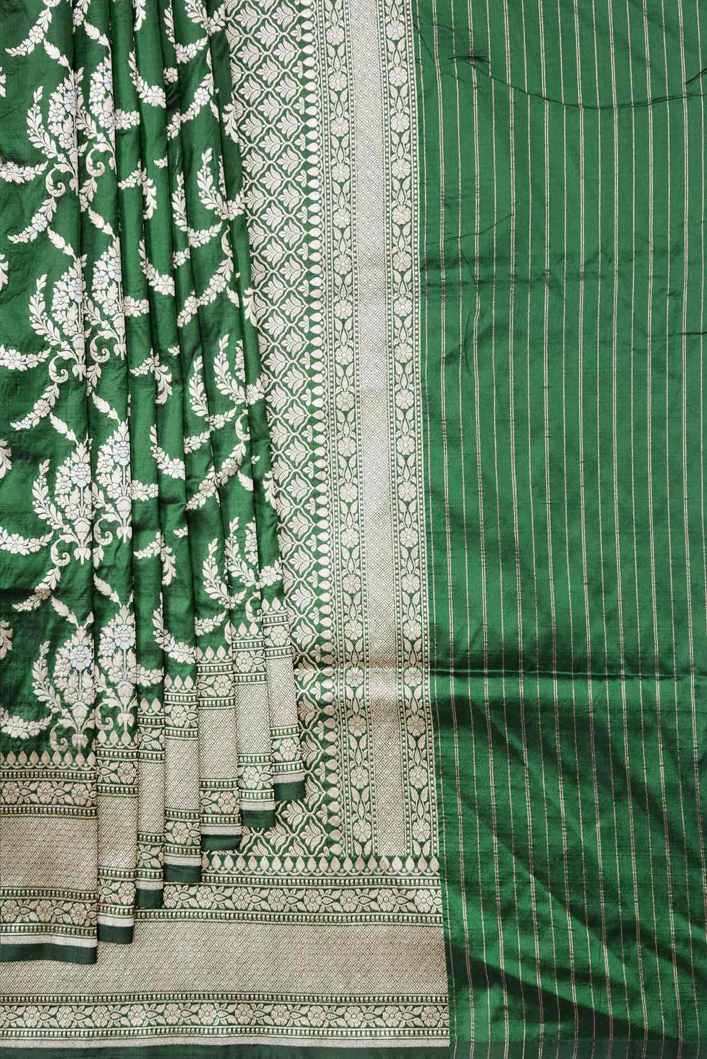 Green Dual Tone Banarasi Silk Saree - Image 4