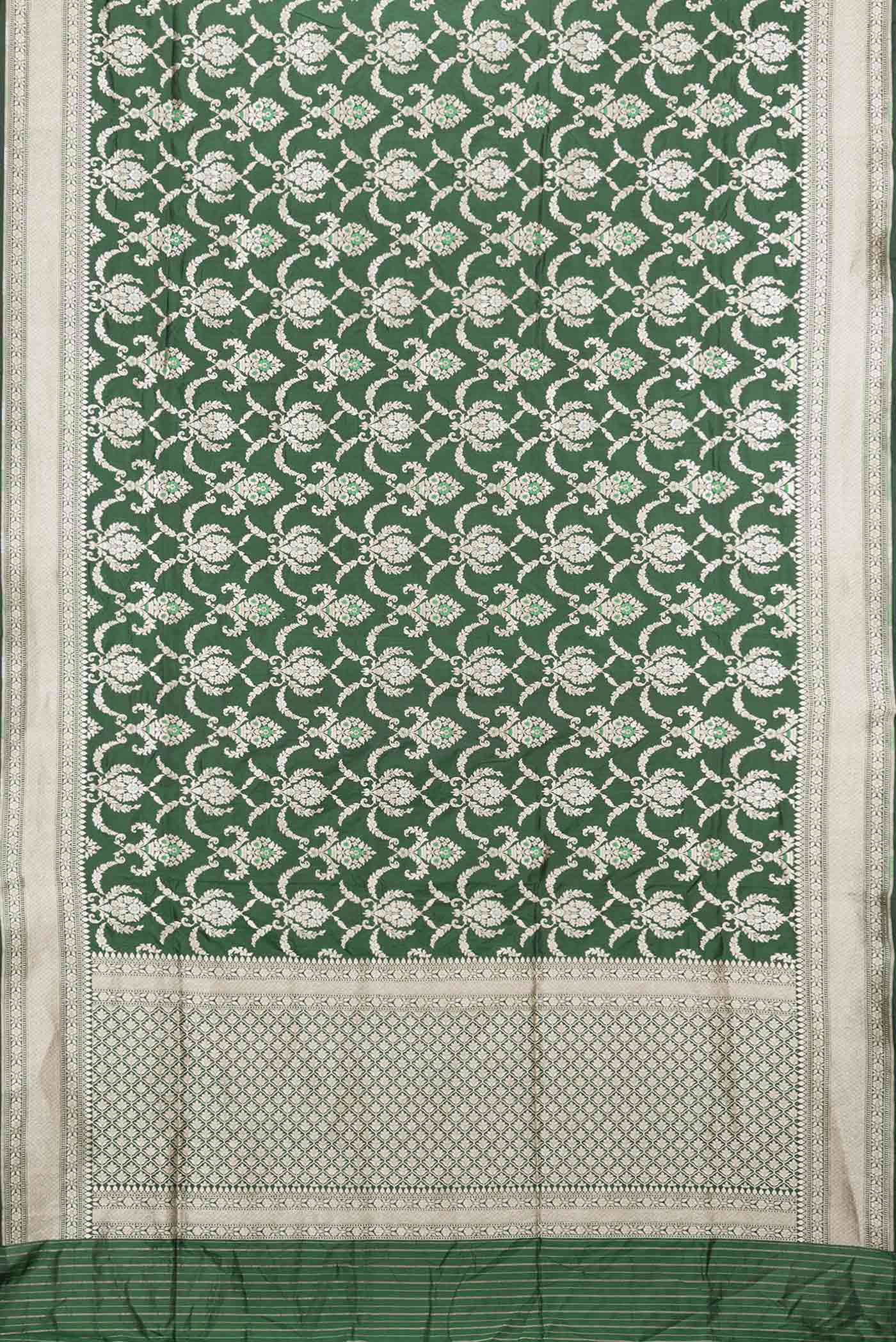 Green Dual Tone Banarasi Silk Saree - Image 6