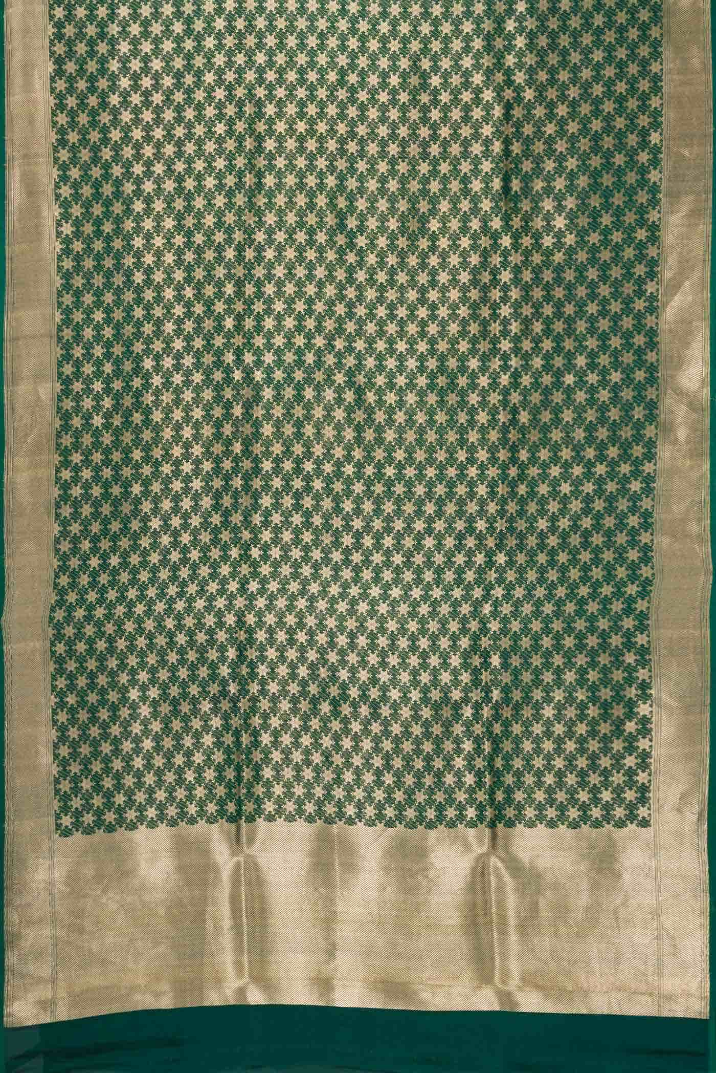 Green Dual Tone Banarasi Silk Saree - Image 4