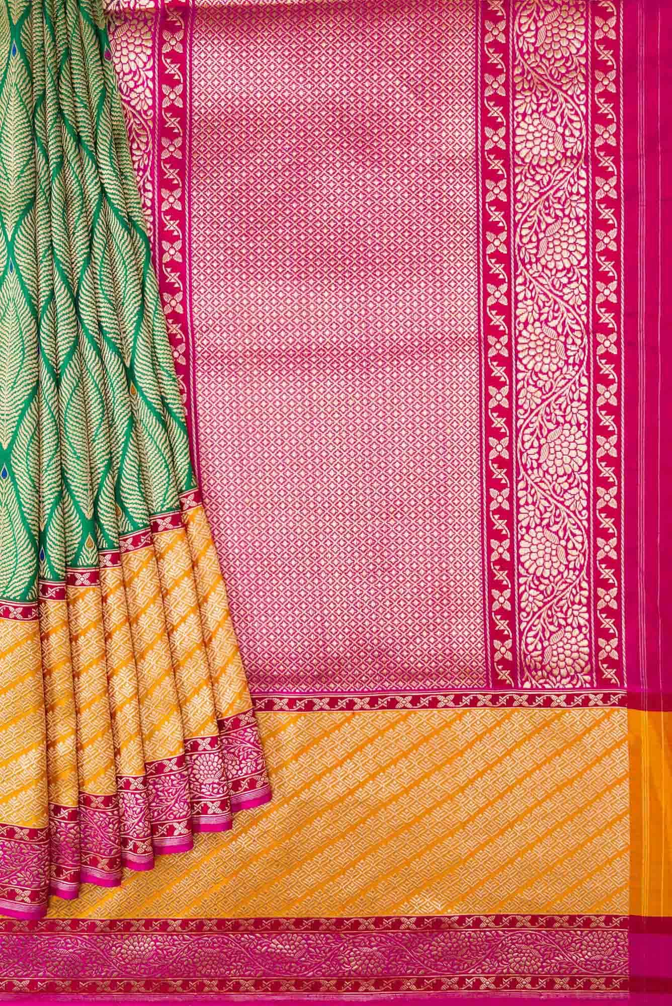 Green Dual Tone Banarasi Silk Saree - Image 2