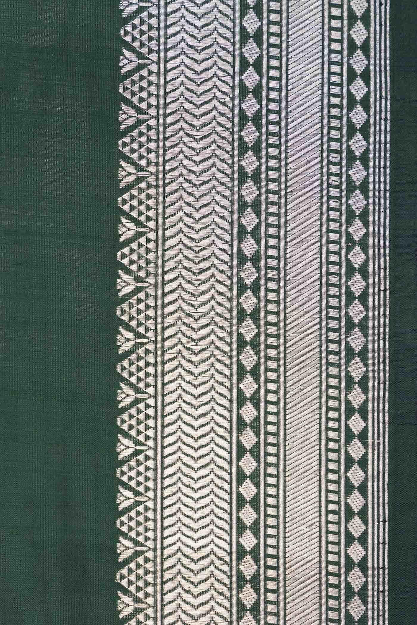Bottle Green Banarasi Silk Saree - Image 6