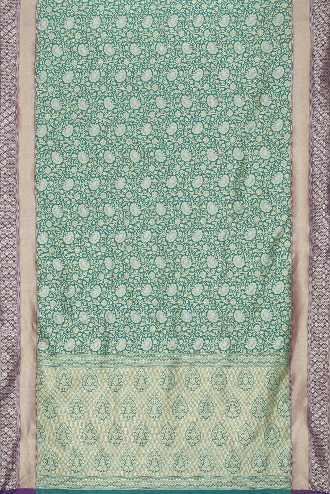 Sea Green Blended Banarasi Silk Saree - Image 3