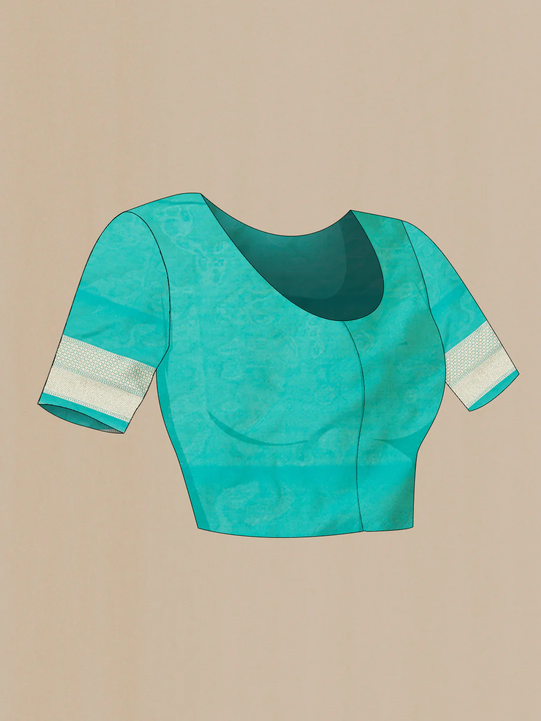 Turquoise Blended Banarasi Silk Saree - Image 2