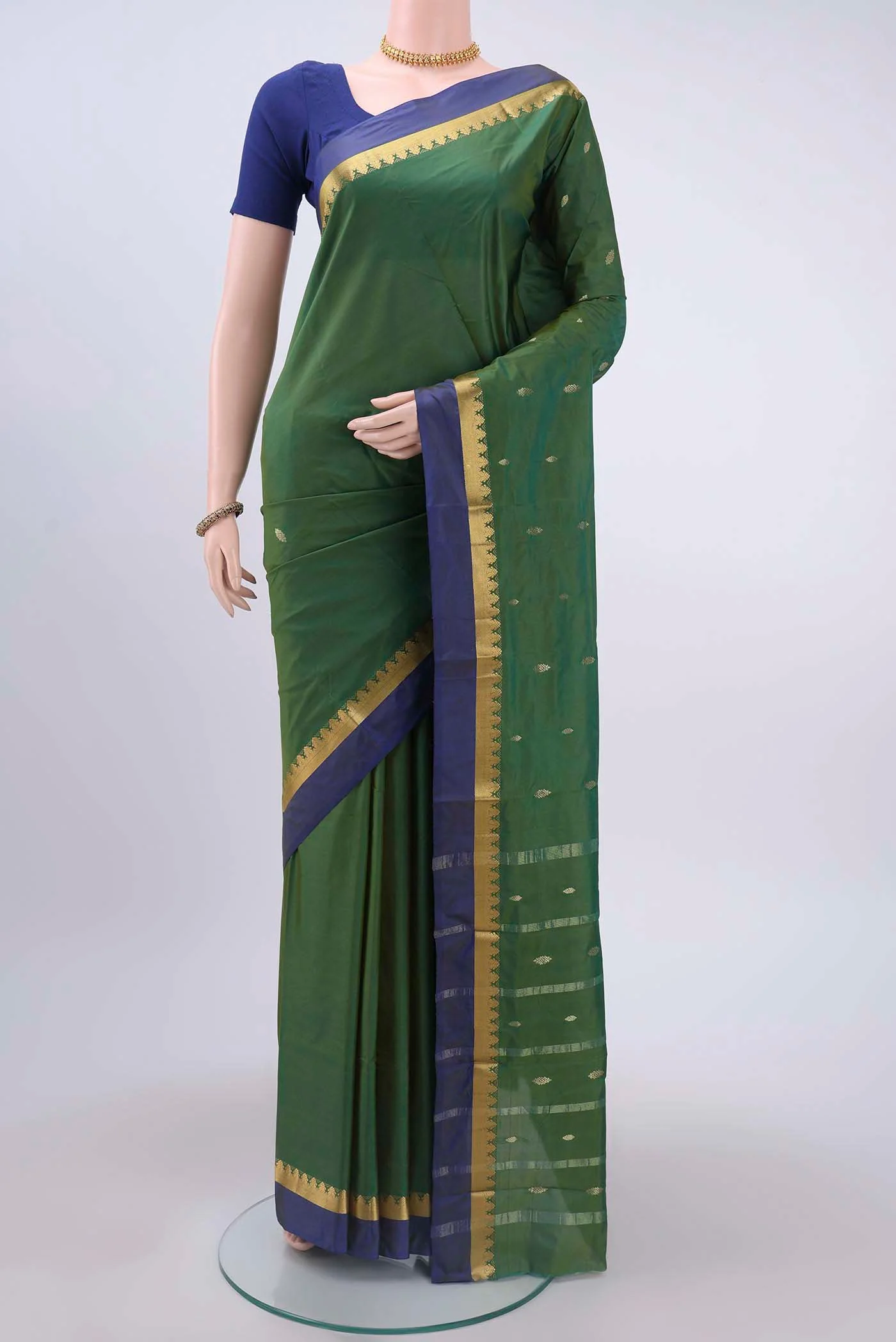 Green Dual Tone Blended Bangalore Silk Saree