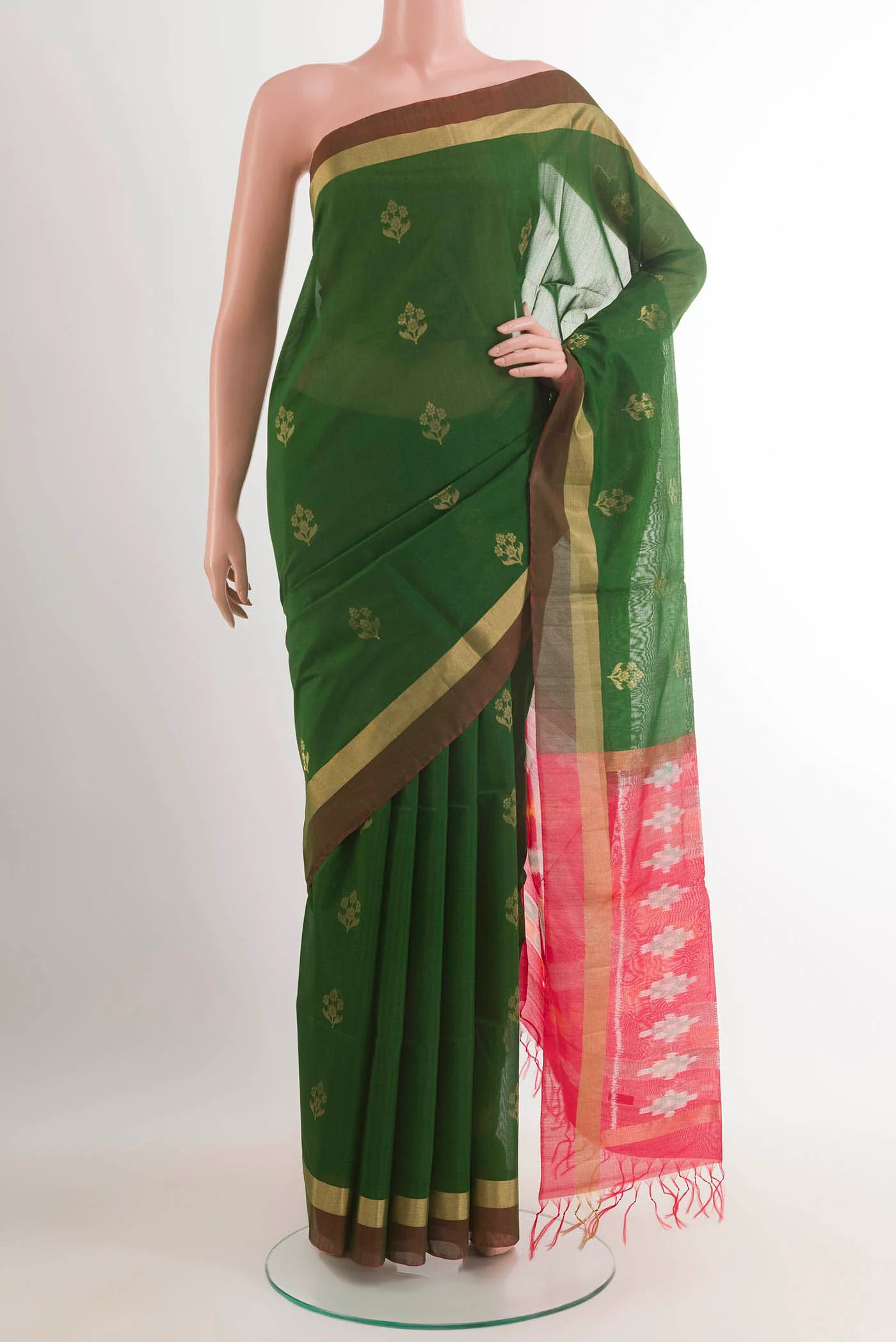 Green Blended Silk Cotton Saree