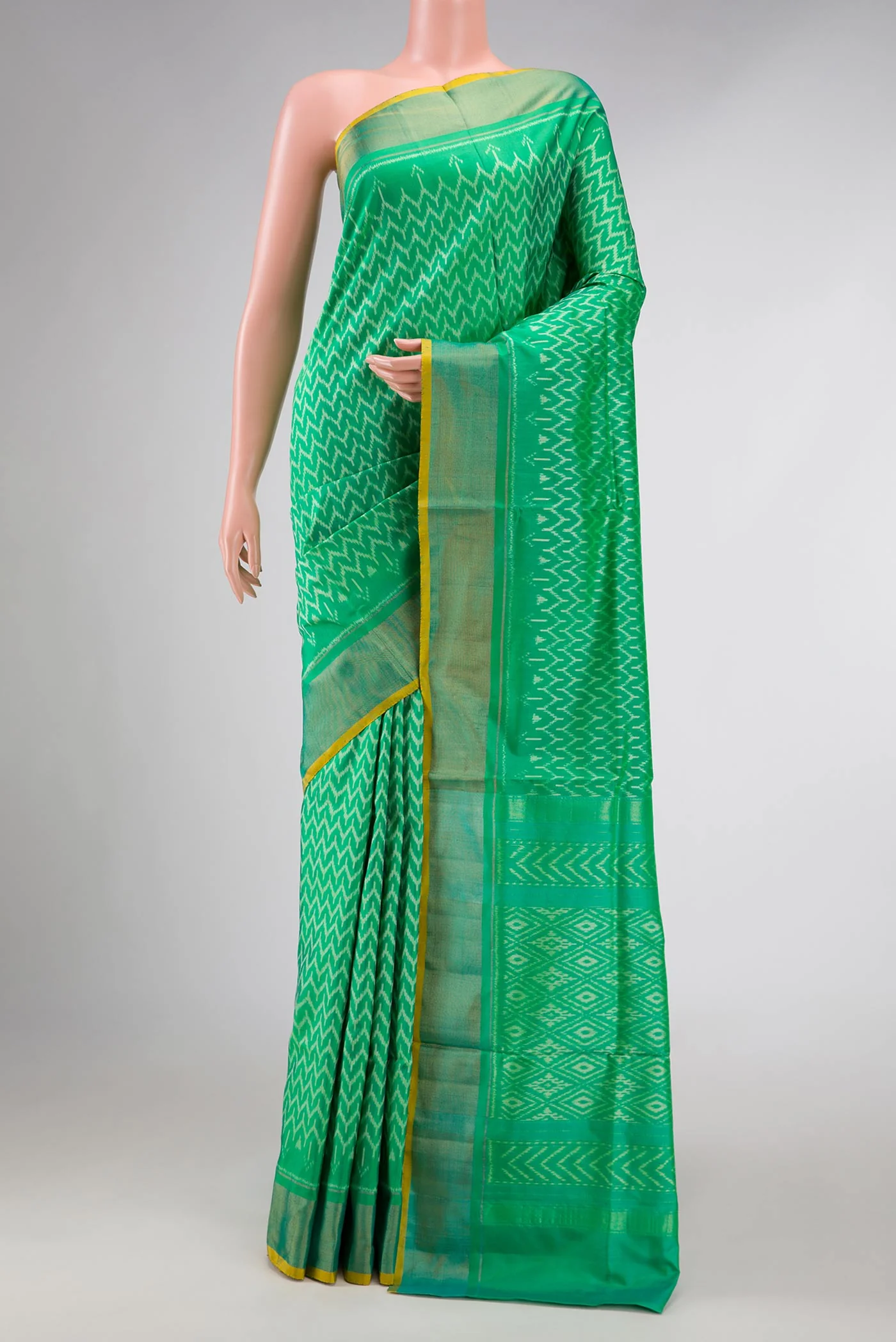 Green Dual Tone Double Ikat Saree