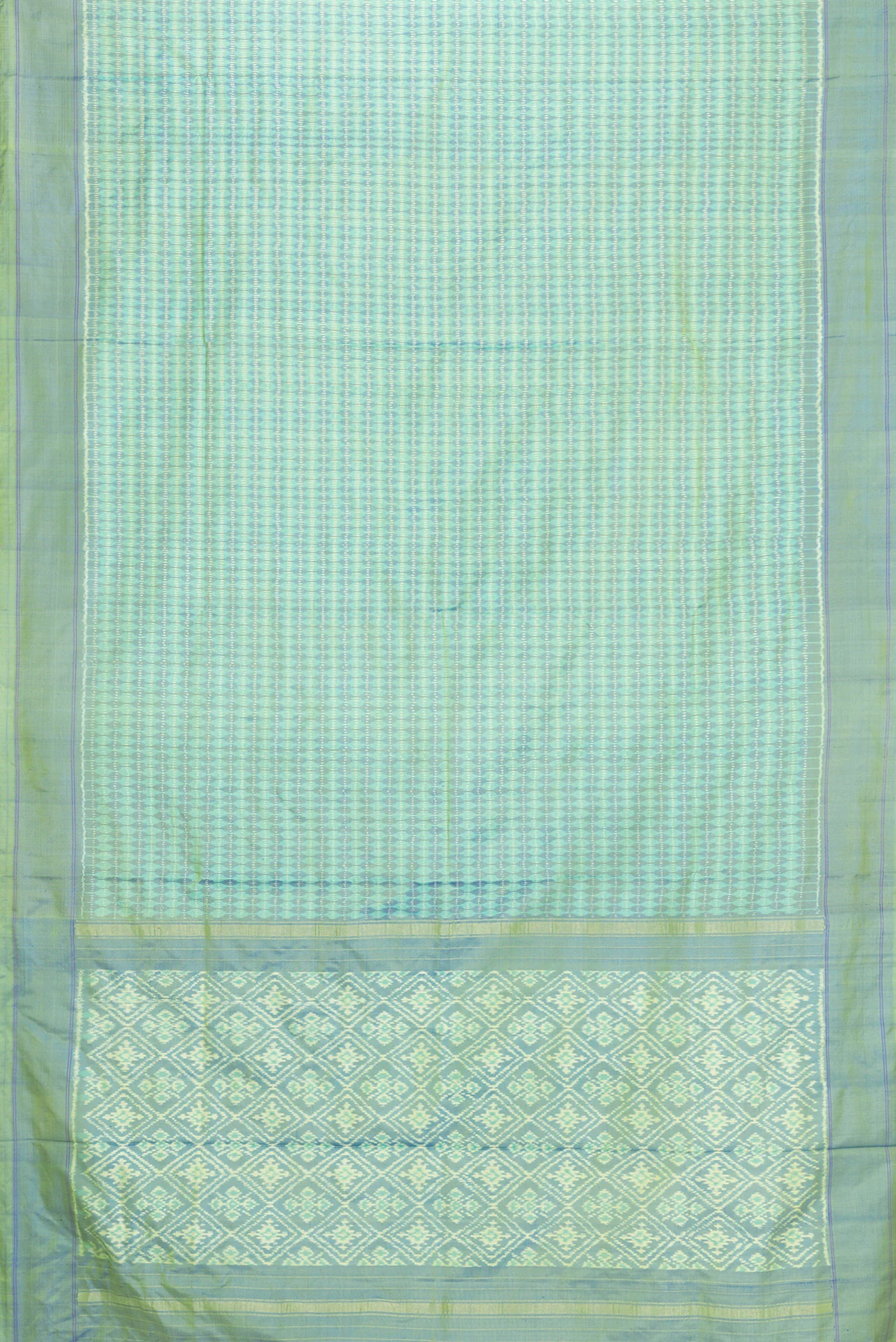 Green with Blue Color Pochampally Silk Saree - Image 6
