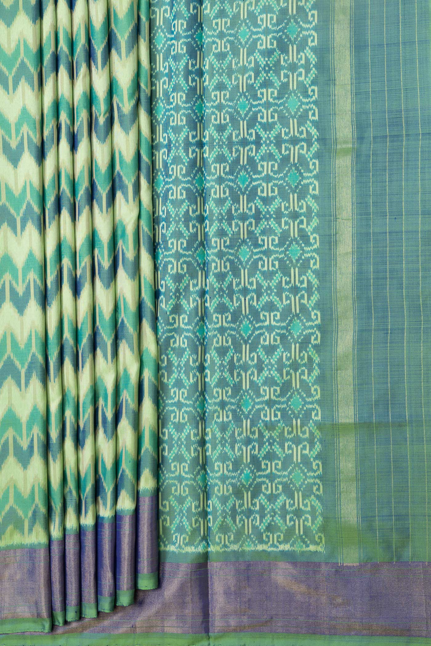 Green Pochampally Silk Saree - Image 4