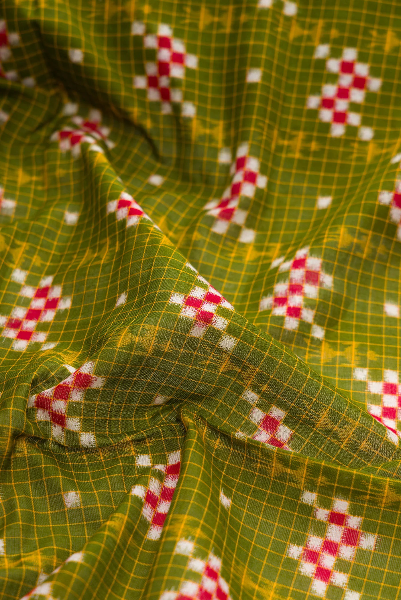 Green Orissa Cotton Saree - Image 2