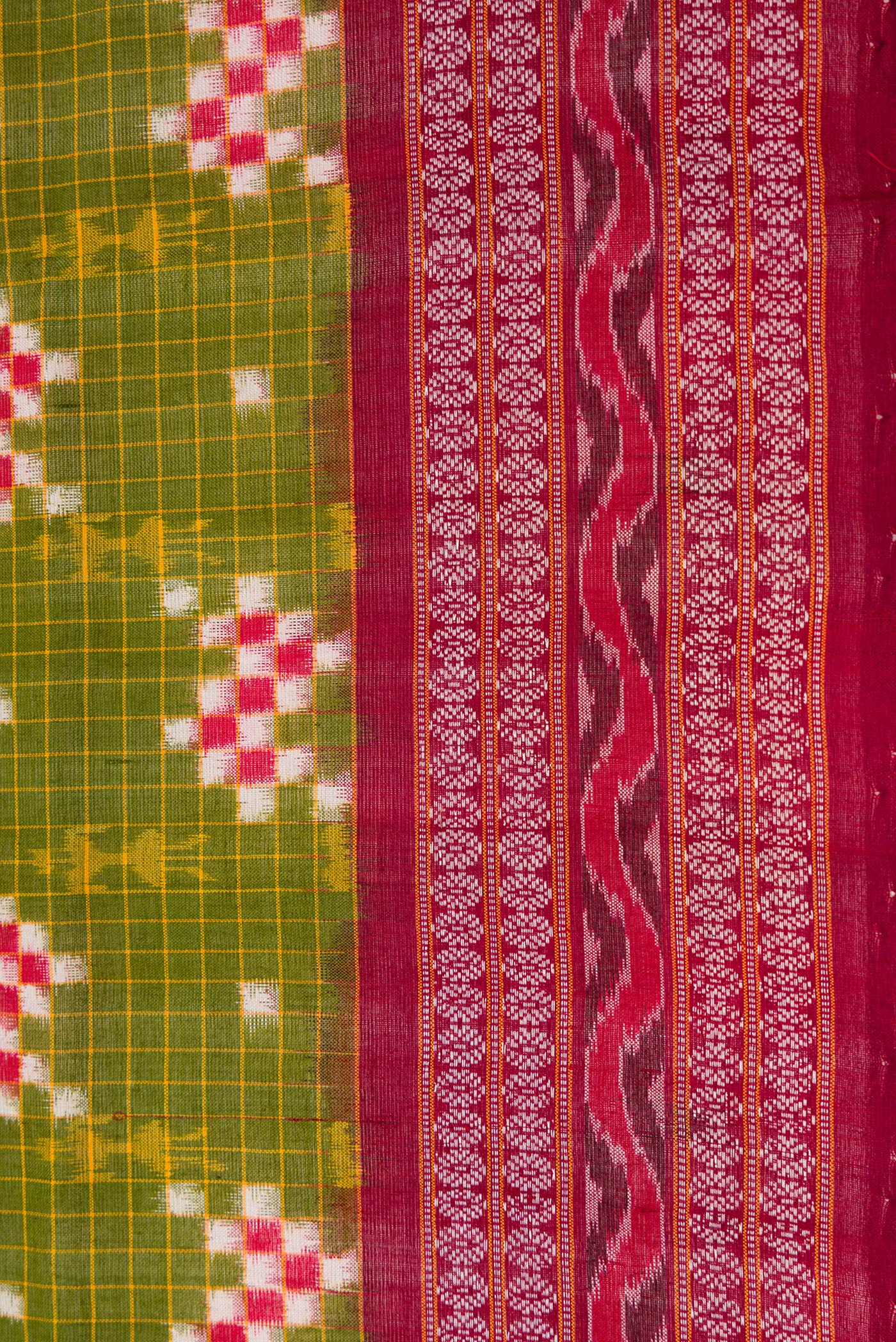 Green Orissa Cotton Saree - Image 3