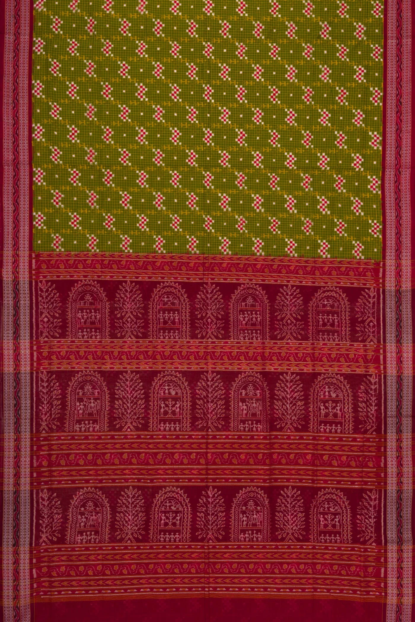Green Orissa Cotton Saree - Image 6