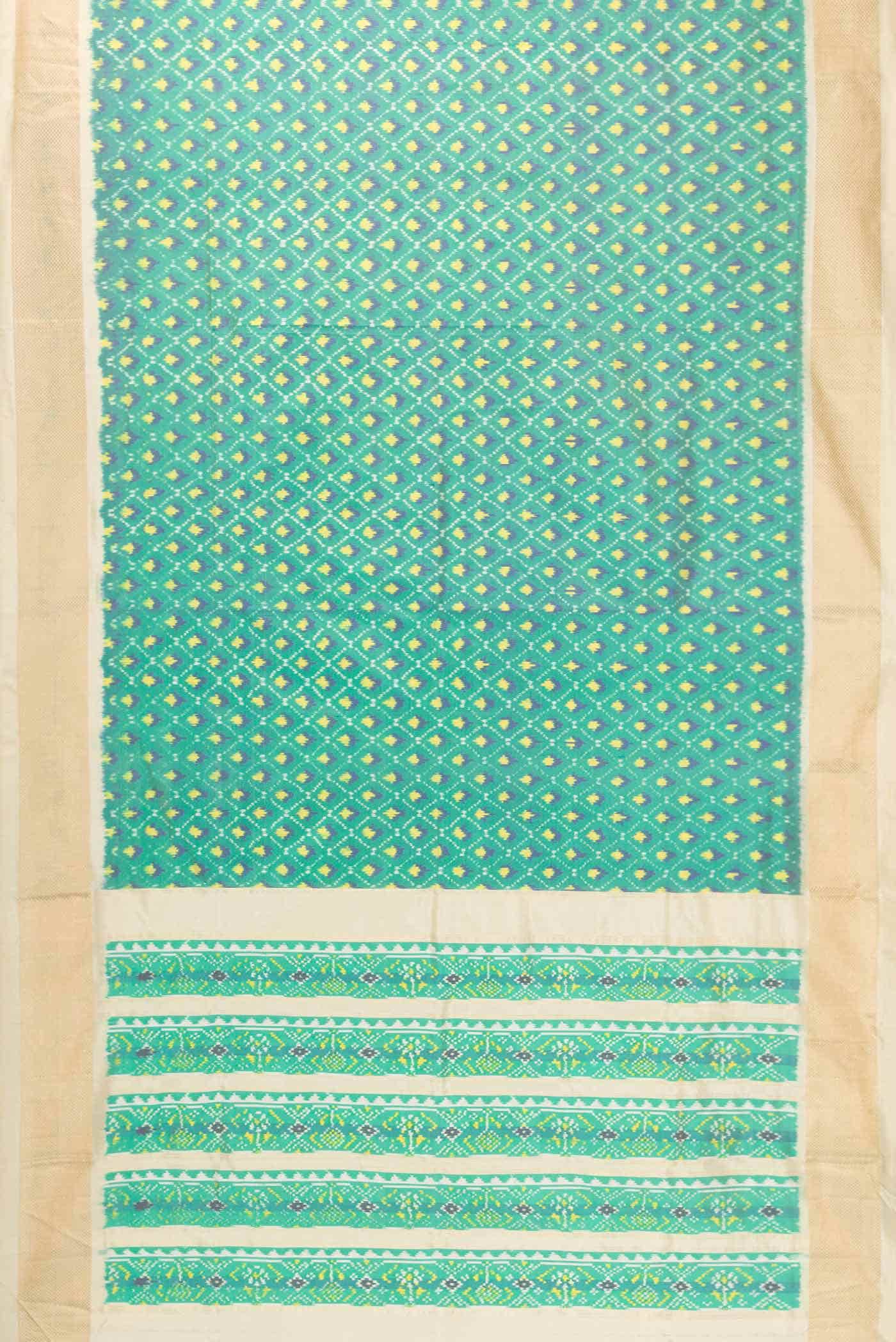 Green Dual Tone Double Ikat Saree - Image 4