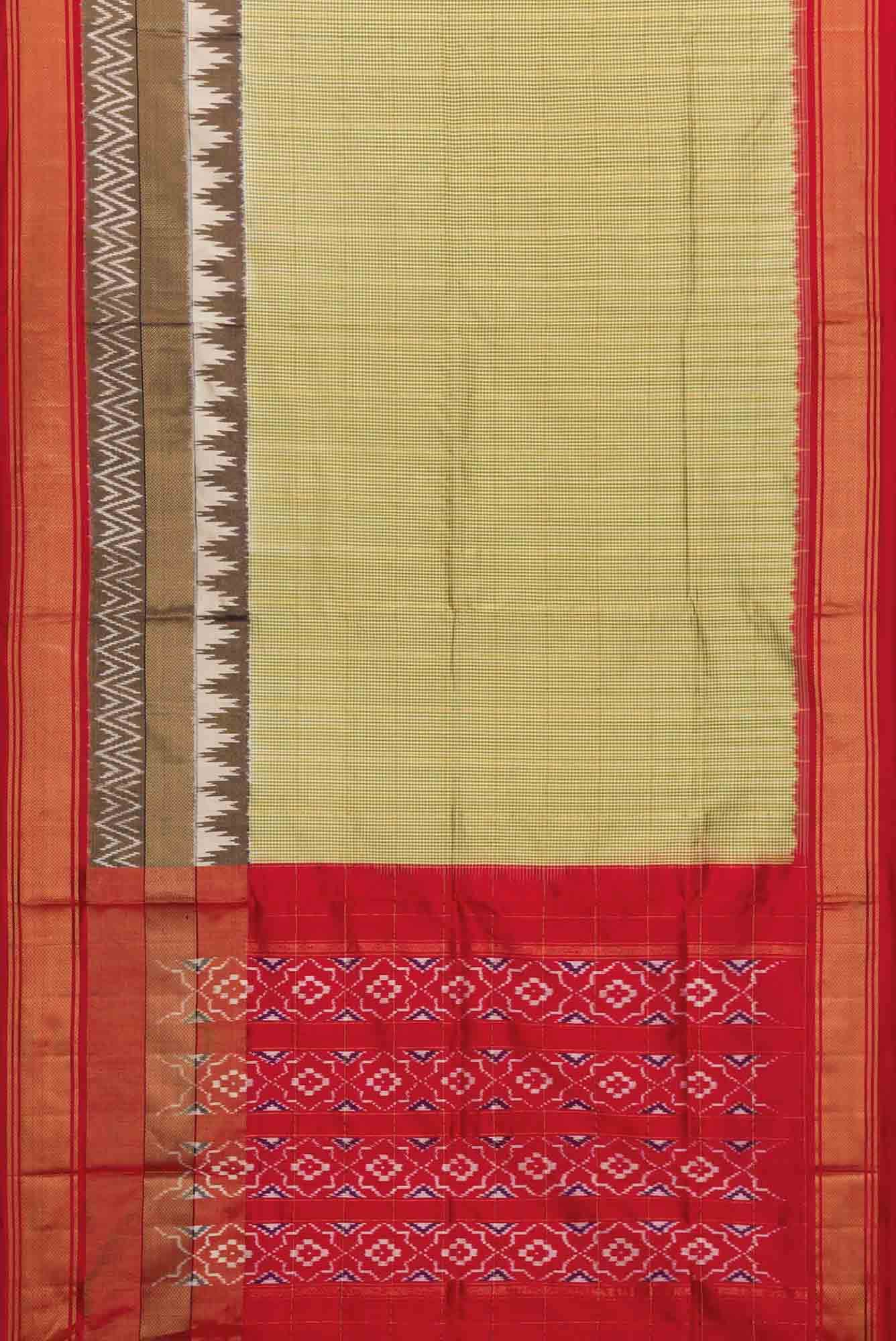 Green Dual Tone Double Ikat Saree - Image 4