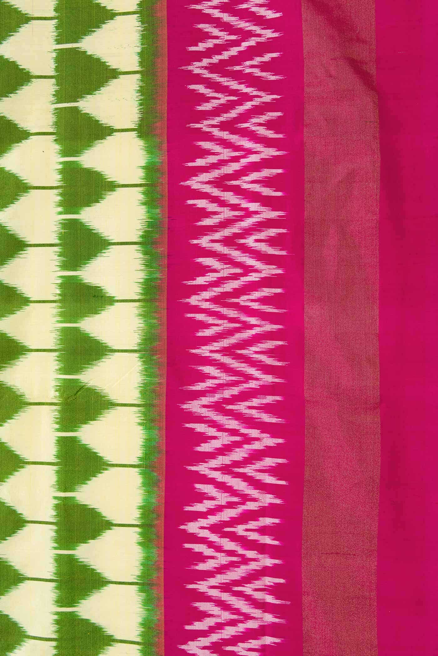 Green Dual Tone Double Ikat Saree - Image 3