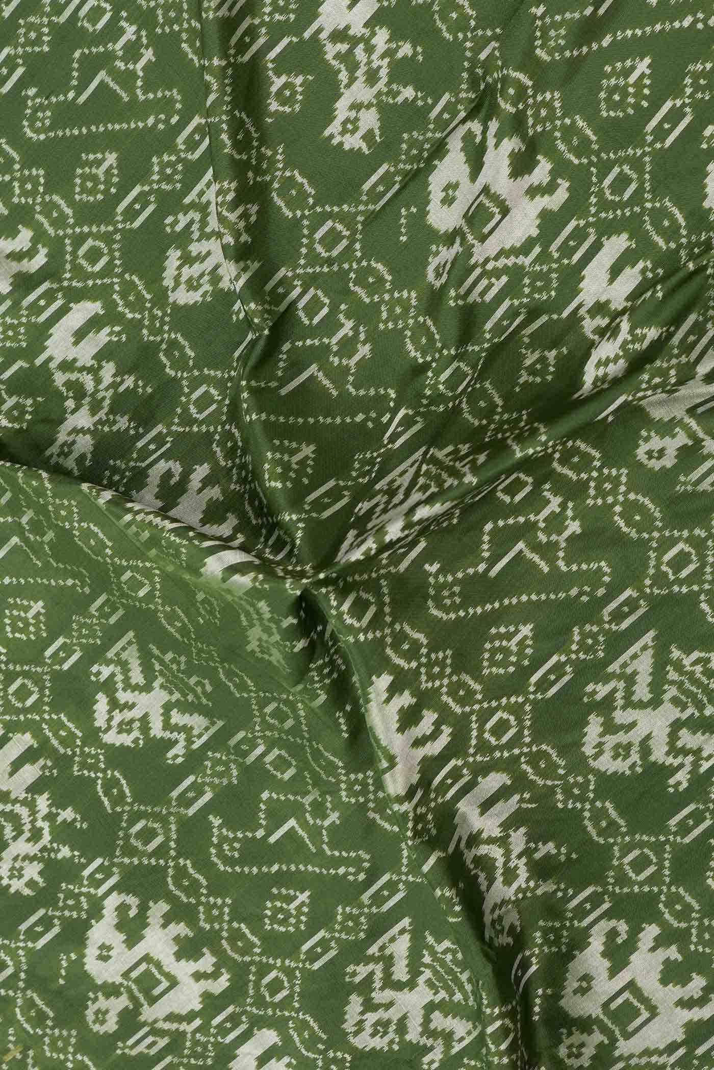 Green Dual Tone Double Ikat Saree - Image 3