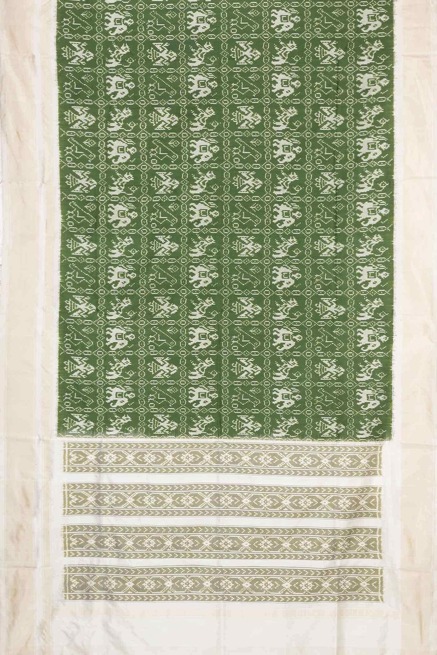 Green Dual Tone Double Ikat Saree - Image 4