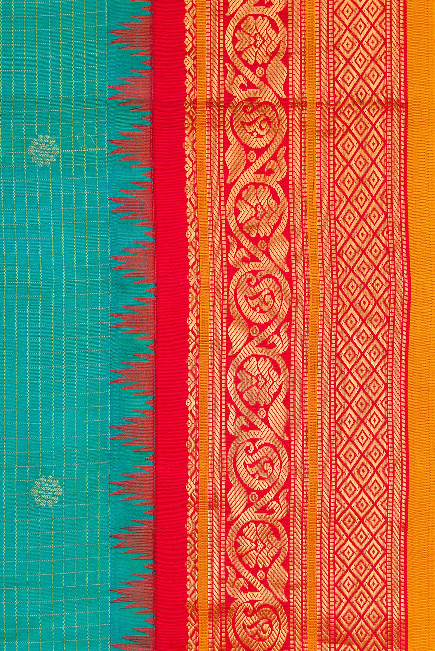Blue Gadwal Silk Saree - Image 3