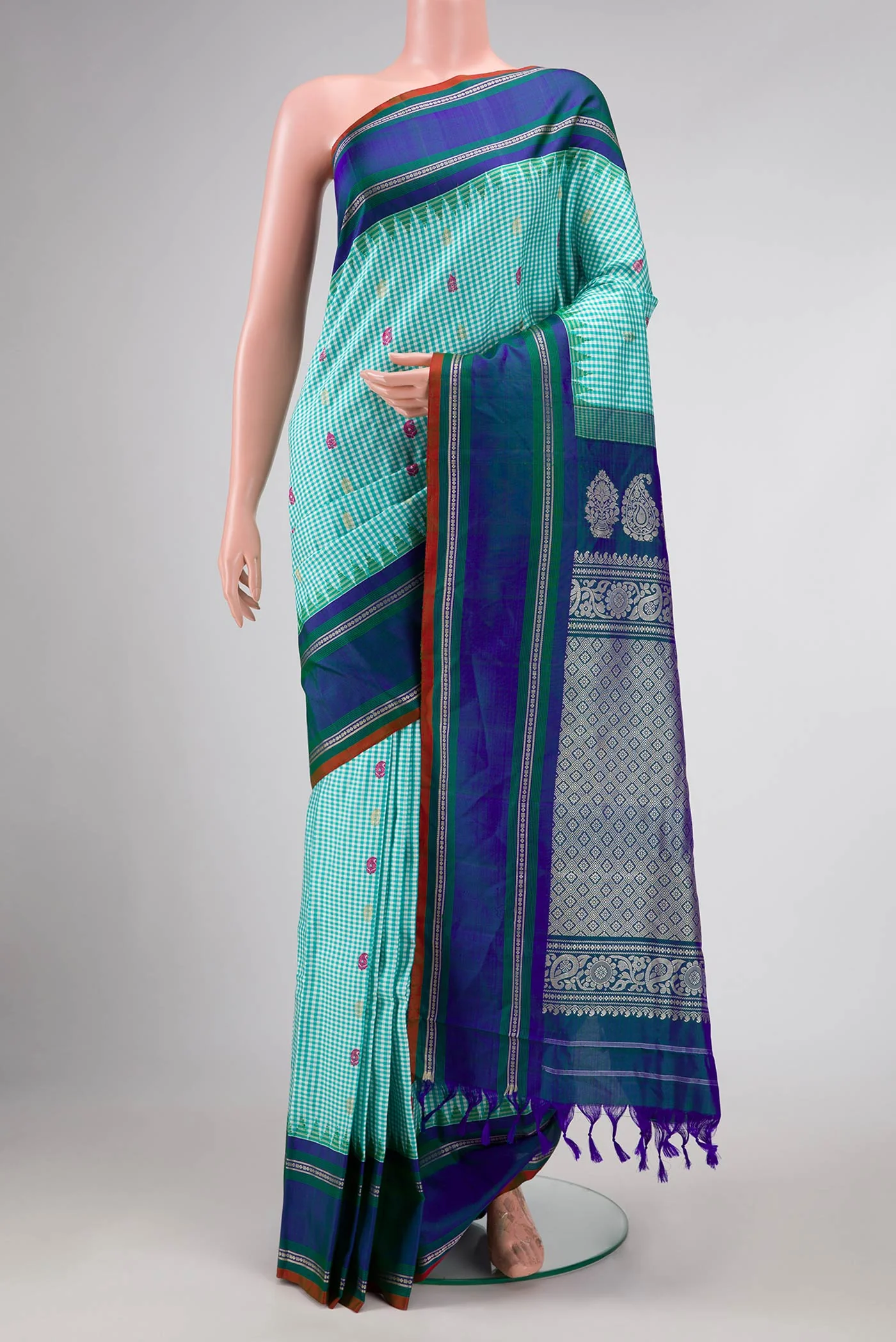 Light Blue Gadwal Silk Saree