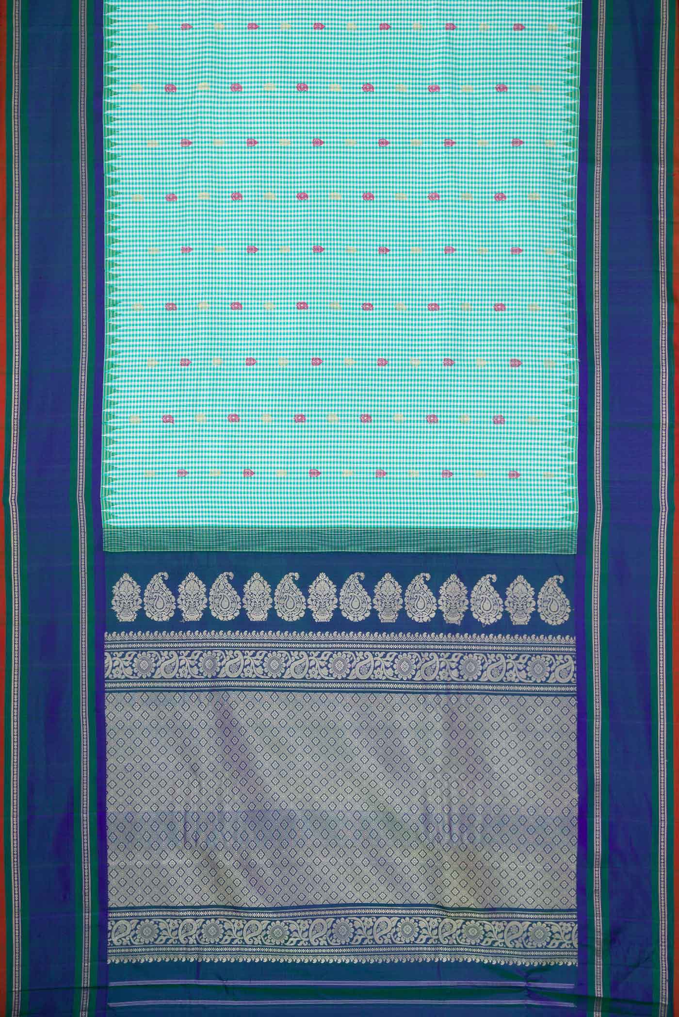 Light Blue Gadwal Silk Saree - Image 6