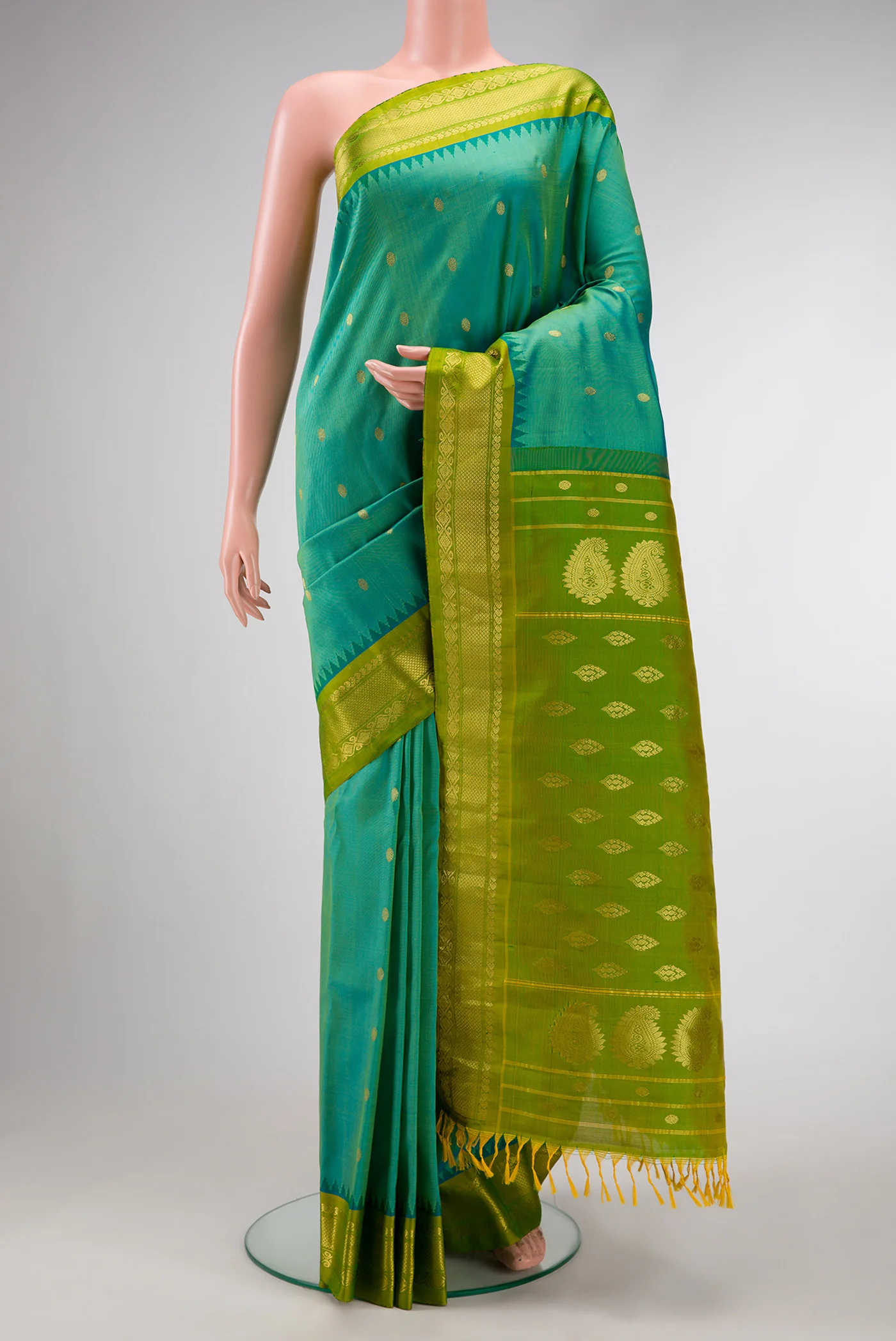 Blue with Green Color Gadwal Silk Saree