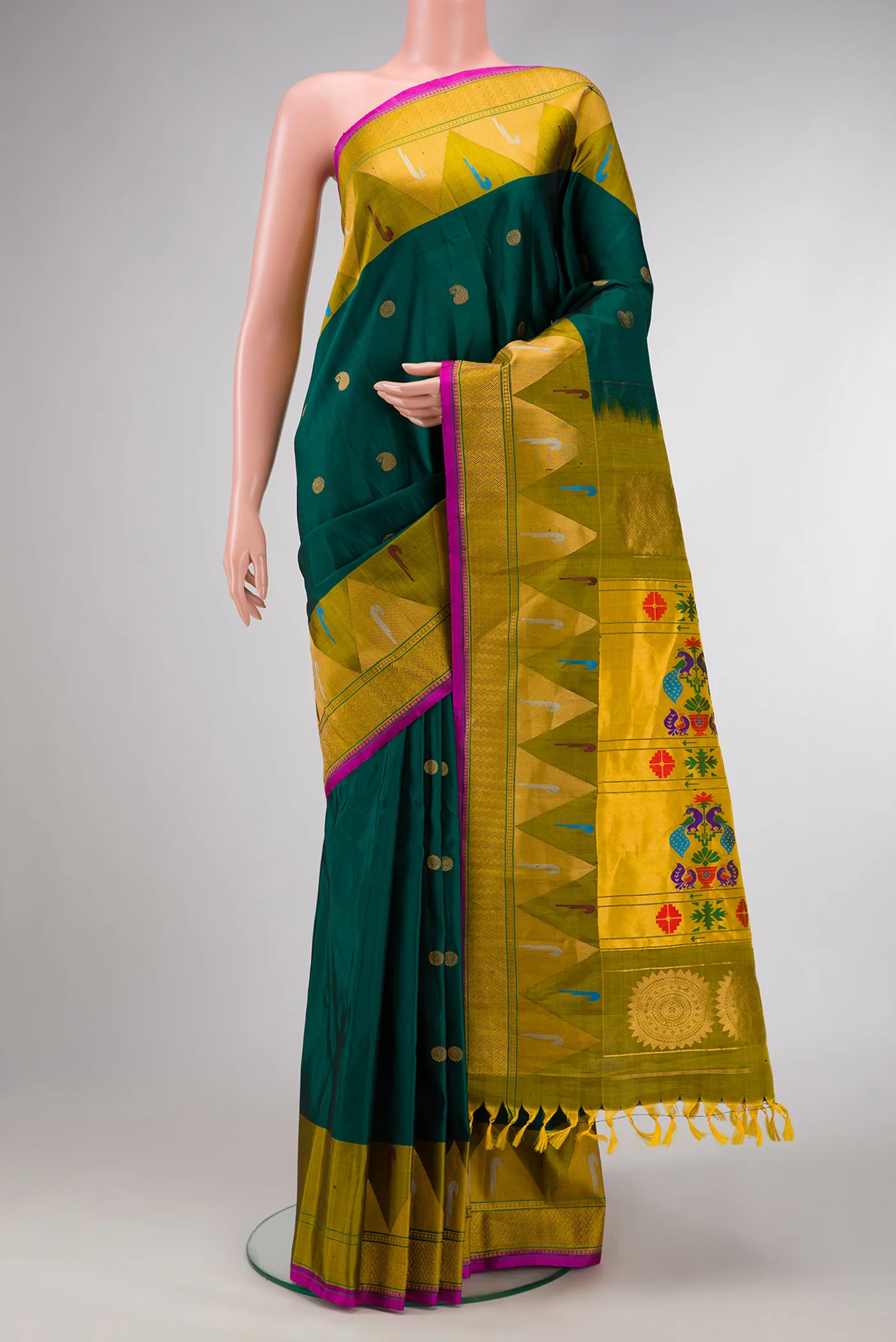 Teal Gadwal Silk Saree