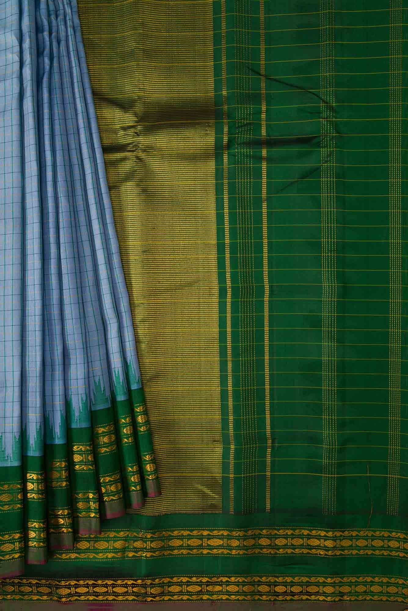 Blue Gadwal Silk Saree - Image 2
