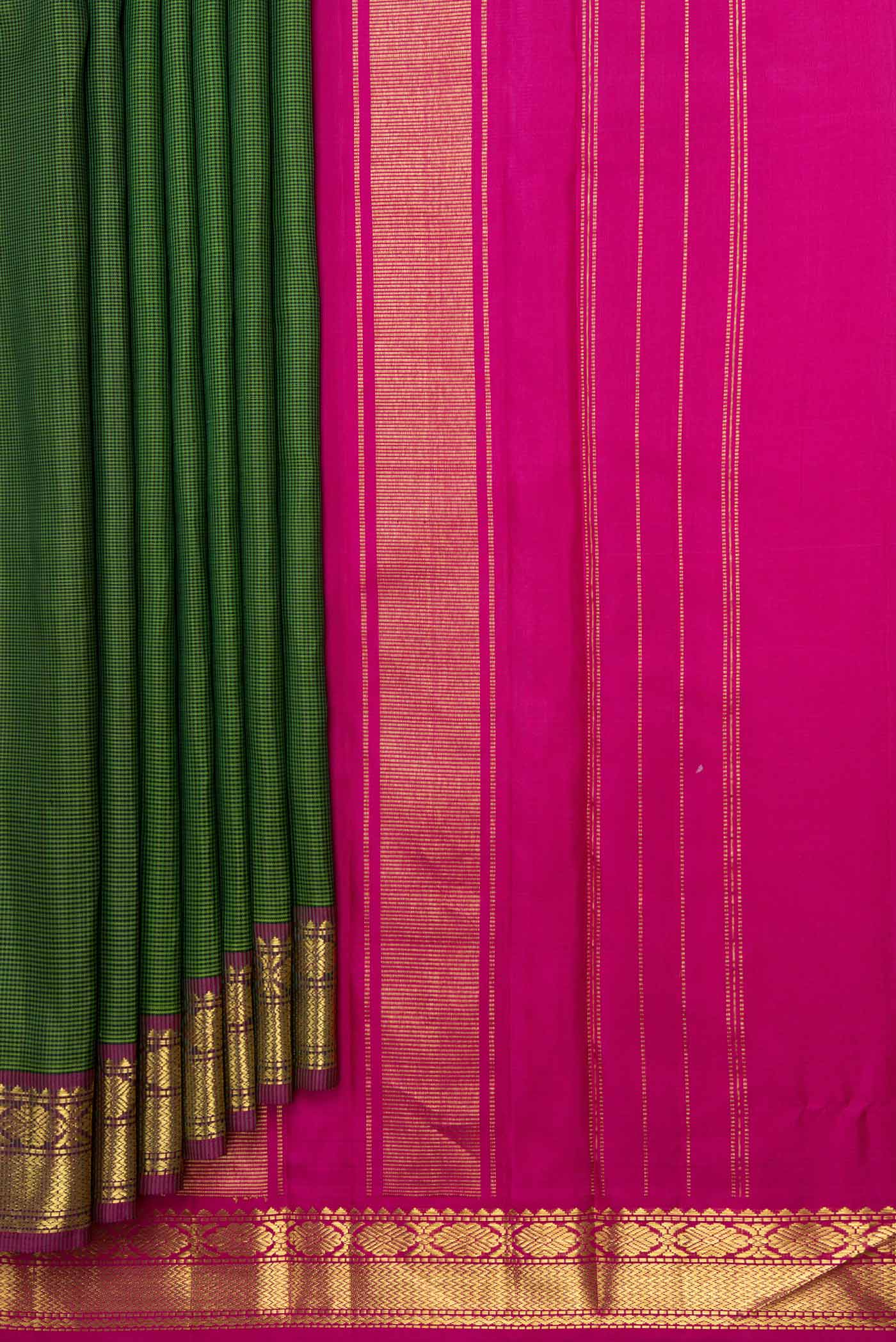 Green Dual Tone Kanchipuram Saree - Image 4
