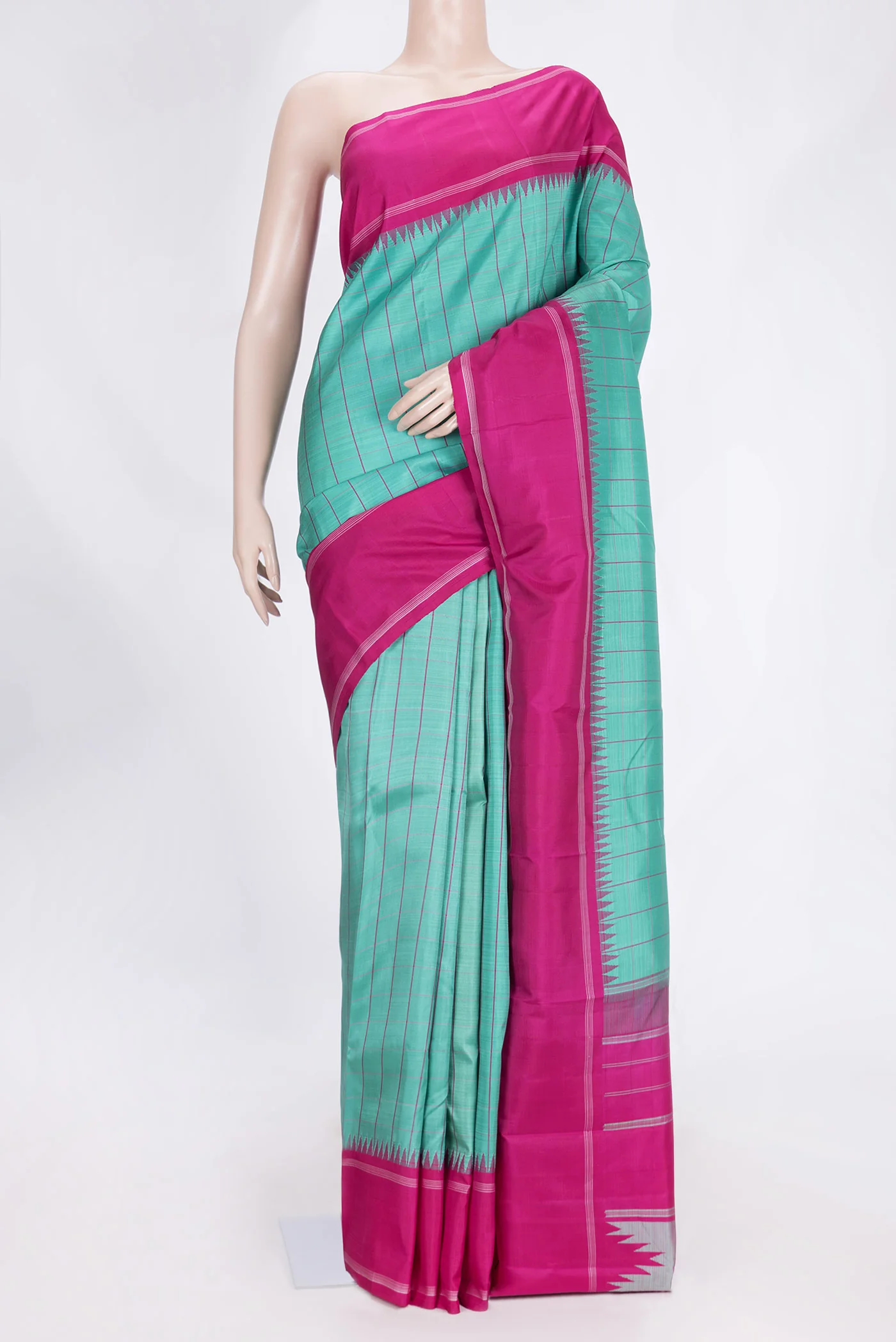 Turquoise Kanchipuram Silk Saree