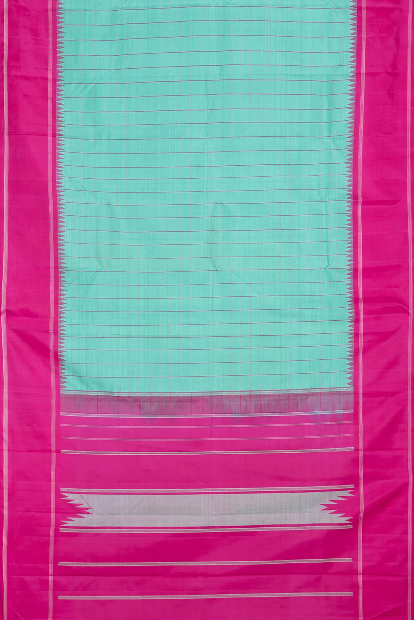 Turquoise Kanchipuram Silk Saree - Image 6