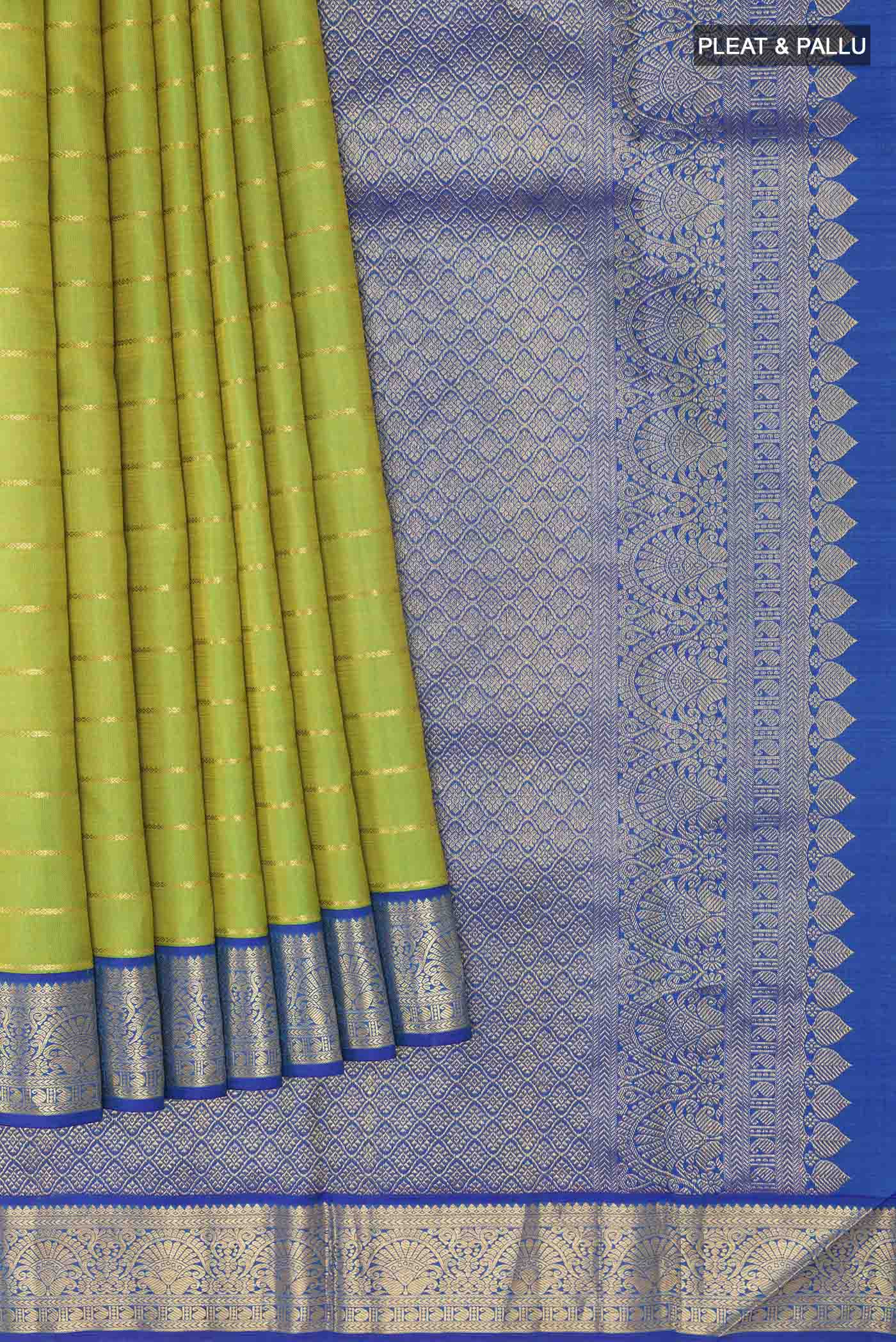 Green Dual Tone Kanjivaram Silk Saree - Image 4