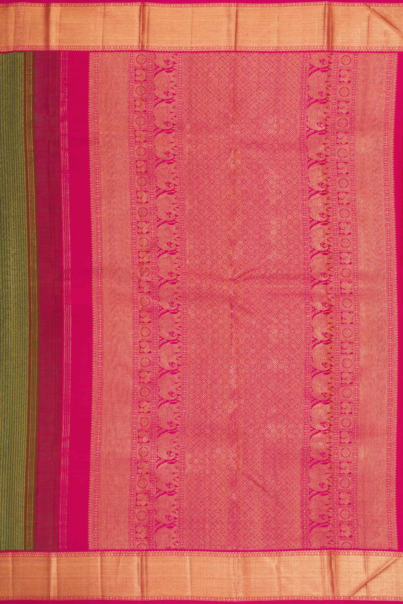 Green Dual Tone Kanchipuram Silk Saree - Image 7