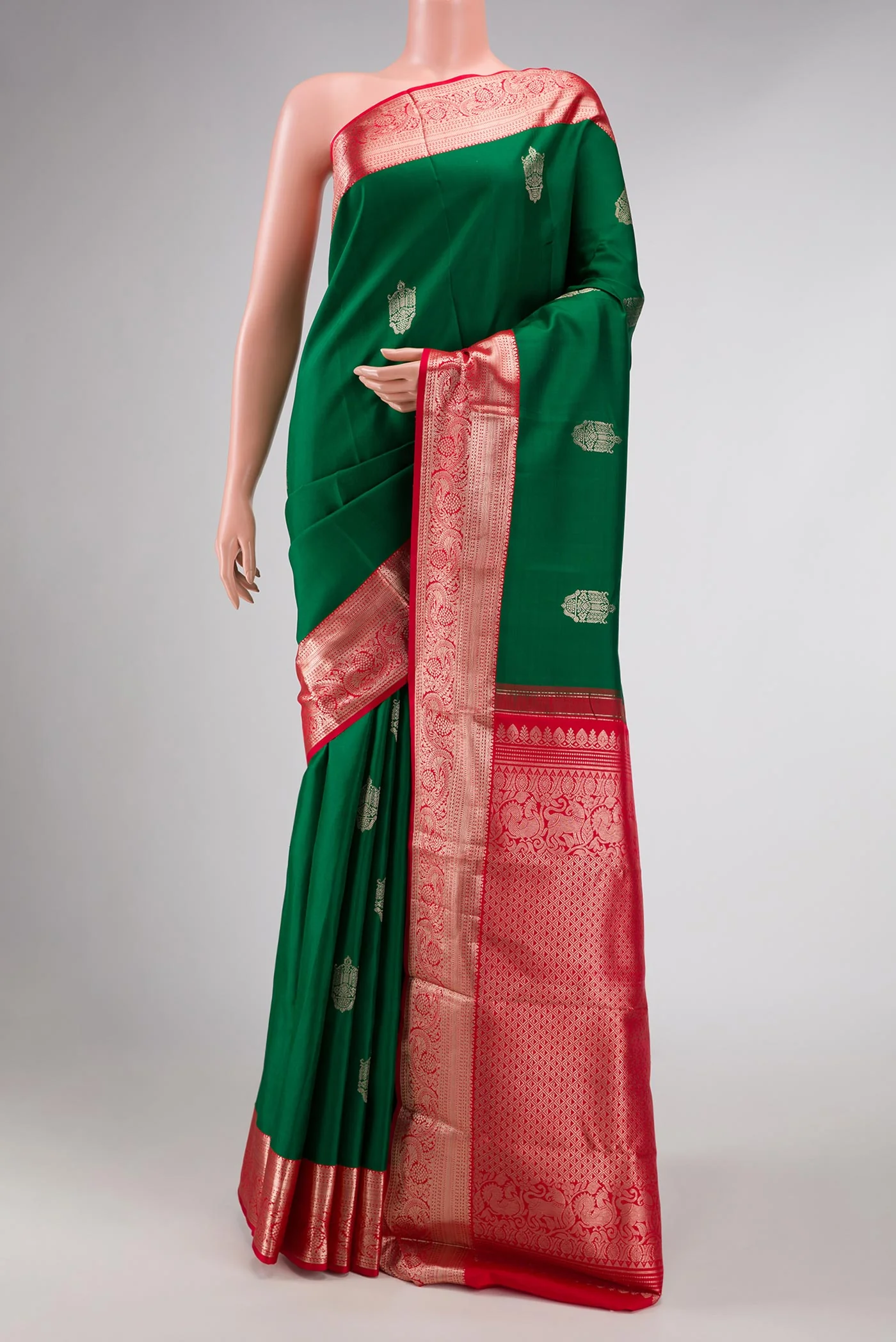 Green Dual Tone Kanjivaram Silk Saree