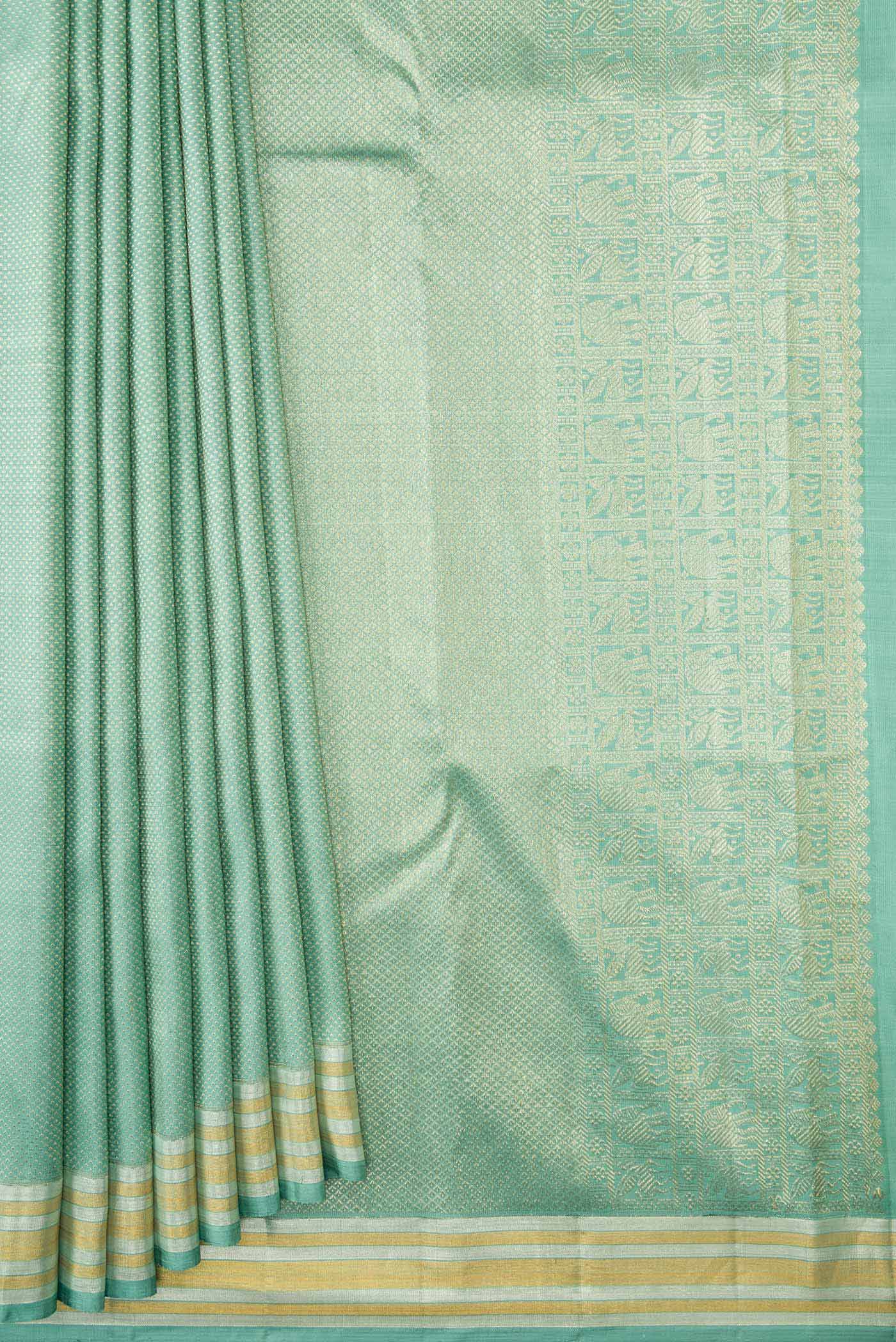 Light Blue Kanchipuram Silk Saree - Image 4