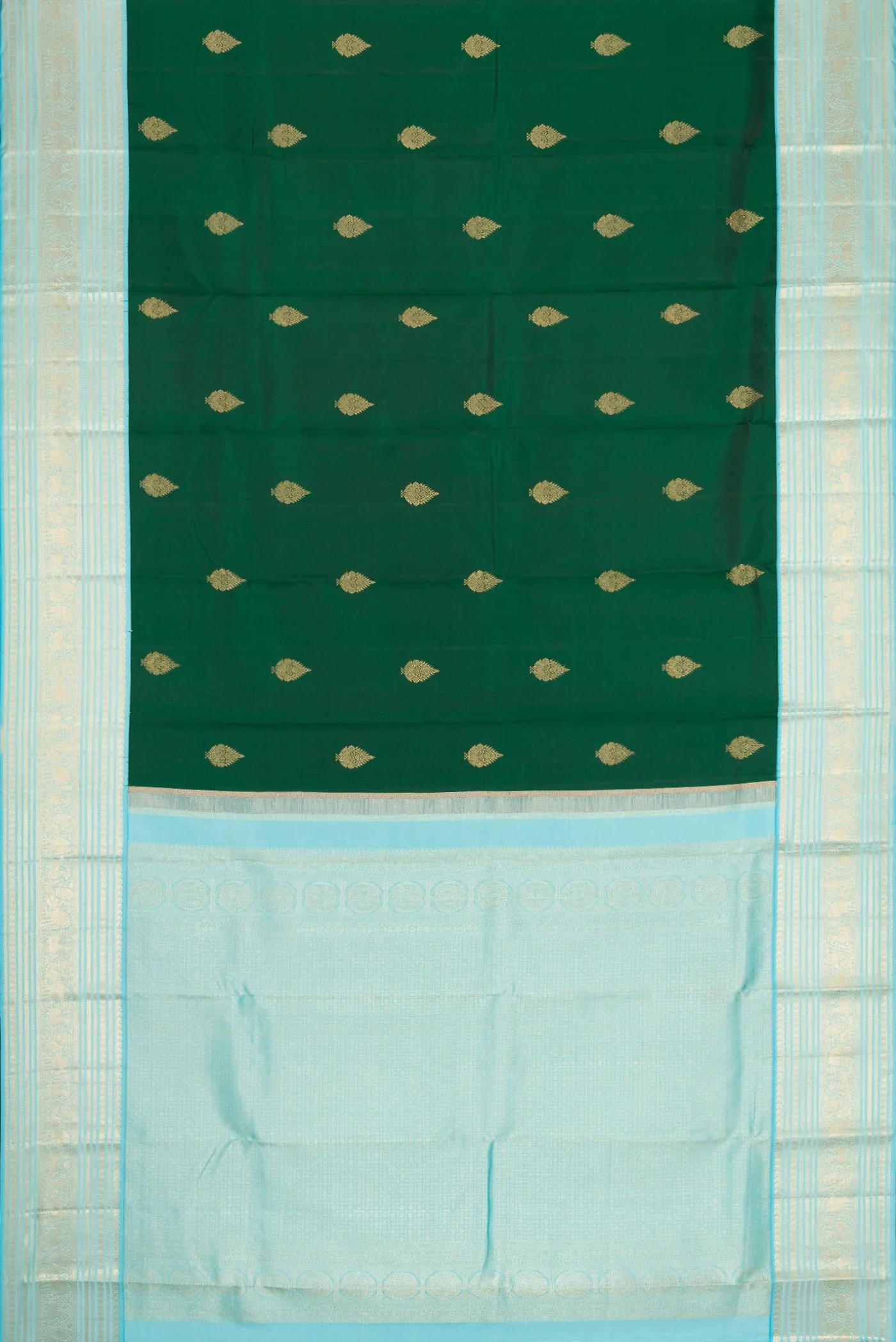 Green Dual Tone Kanchipuram Silk Saree - Image 6