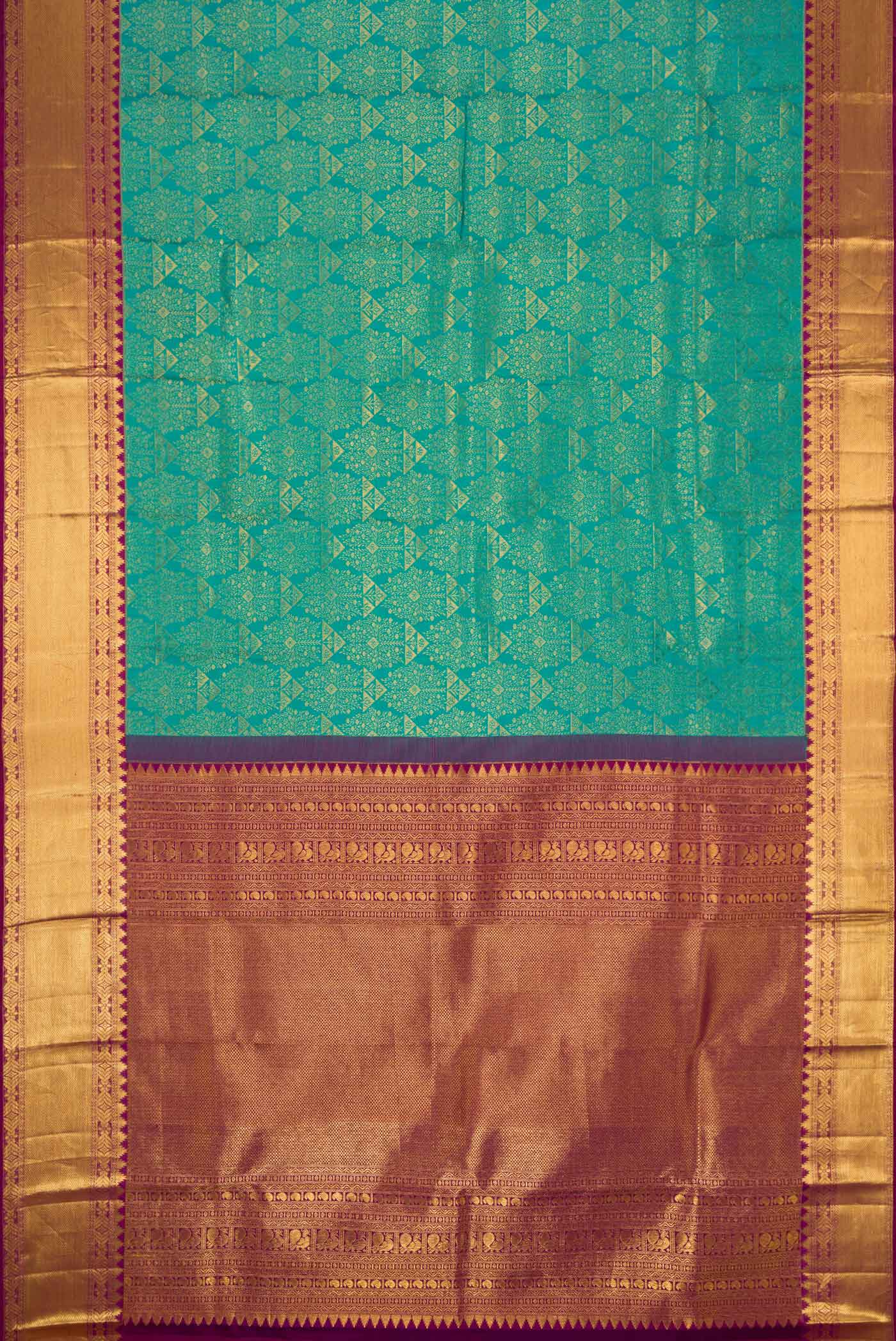 Green Dual Tone Kanchipuram Silk Saree - Image 6
