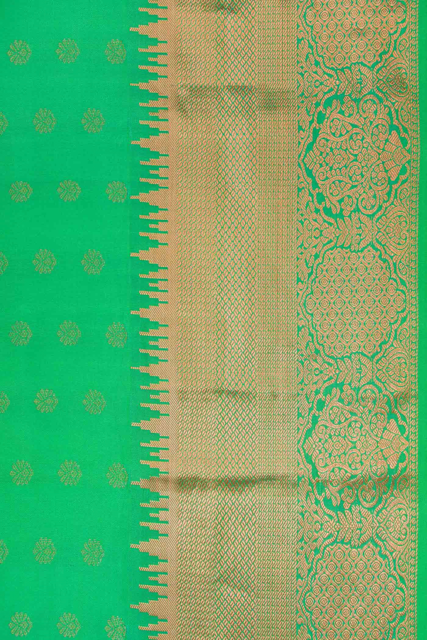 Green Dual Tone Kanchipuram Silk Saree - Image 3