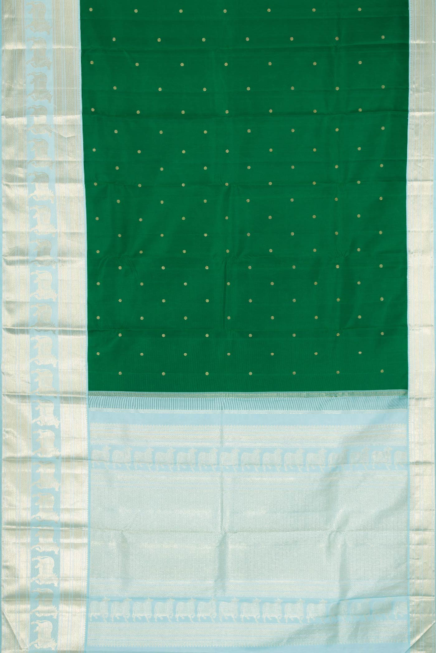 Green Dual Tone Kanchipuram Silk Saree - Image 7