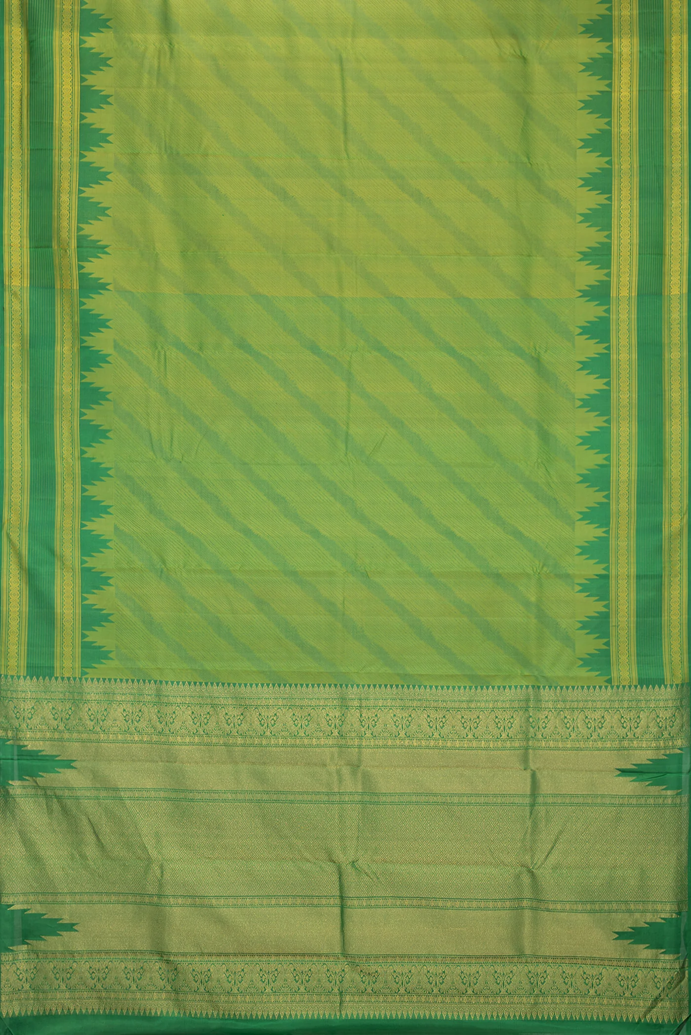 Green Kanchipuram Silk Saree - Image 6